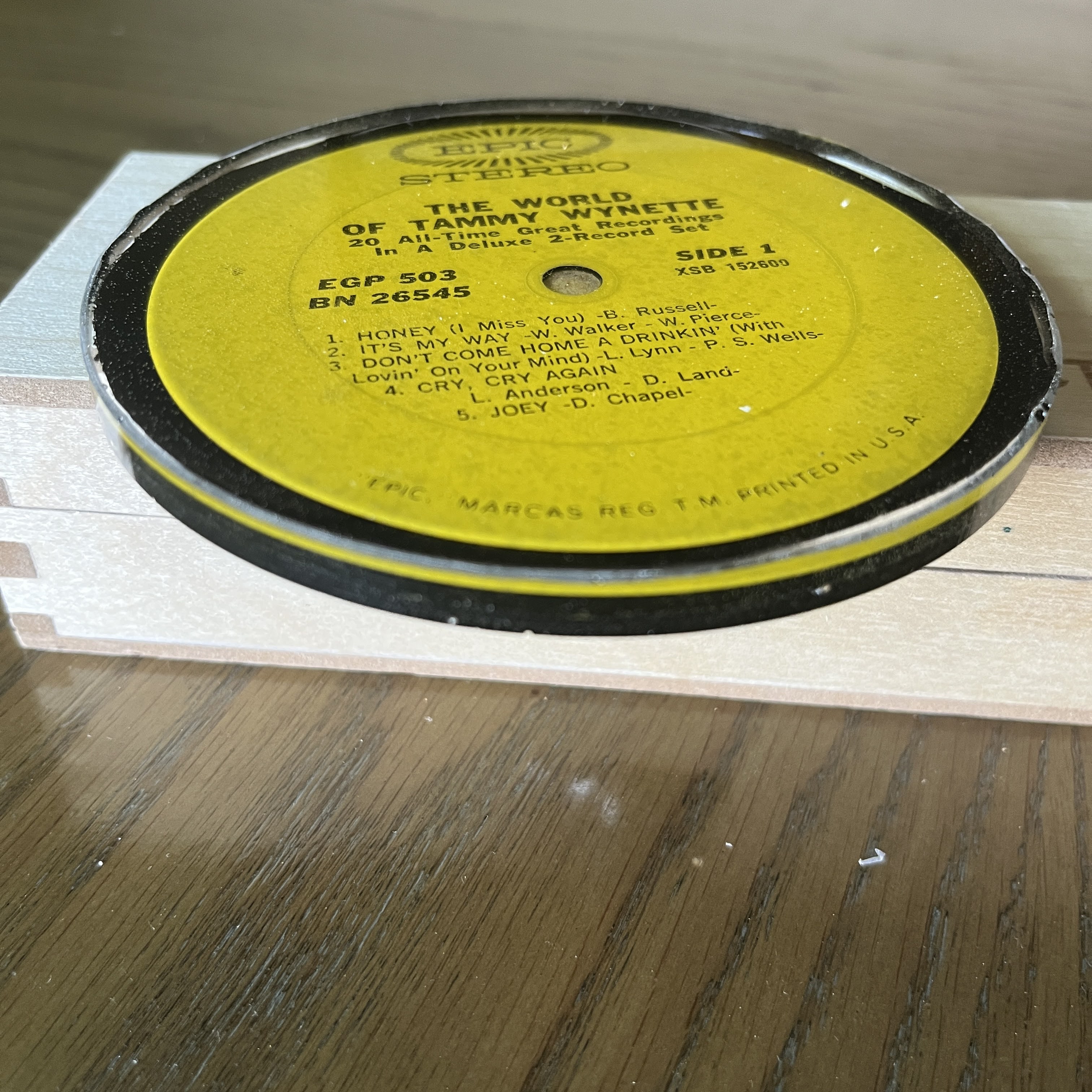Handmade Vintage Vinyl Record Label Resin Coaster - Tammy Wynette — image 2