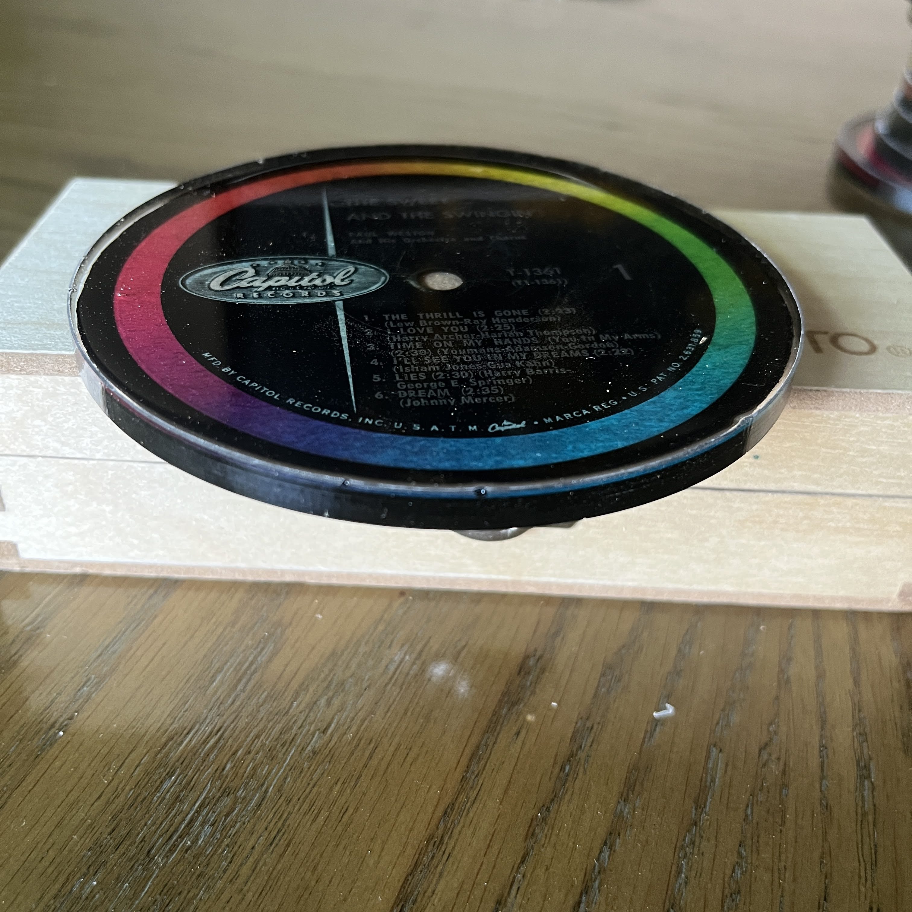 Handmade Vintage Vinyl Record Label Resin Coaster - The Sweet and the Swingin' — image 2