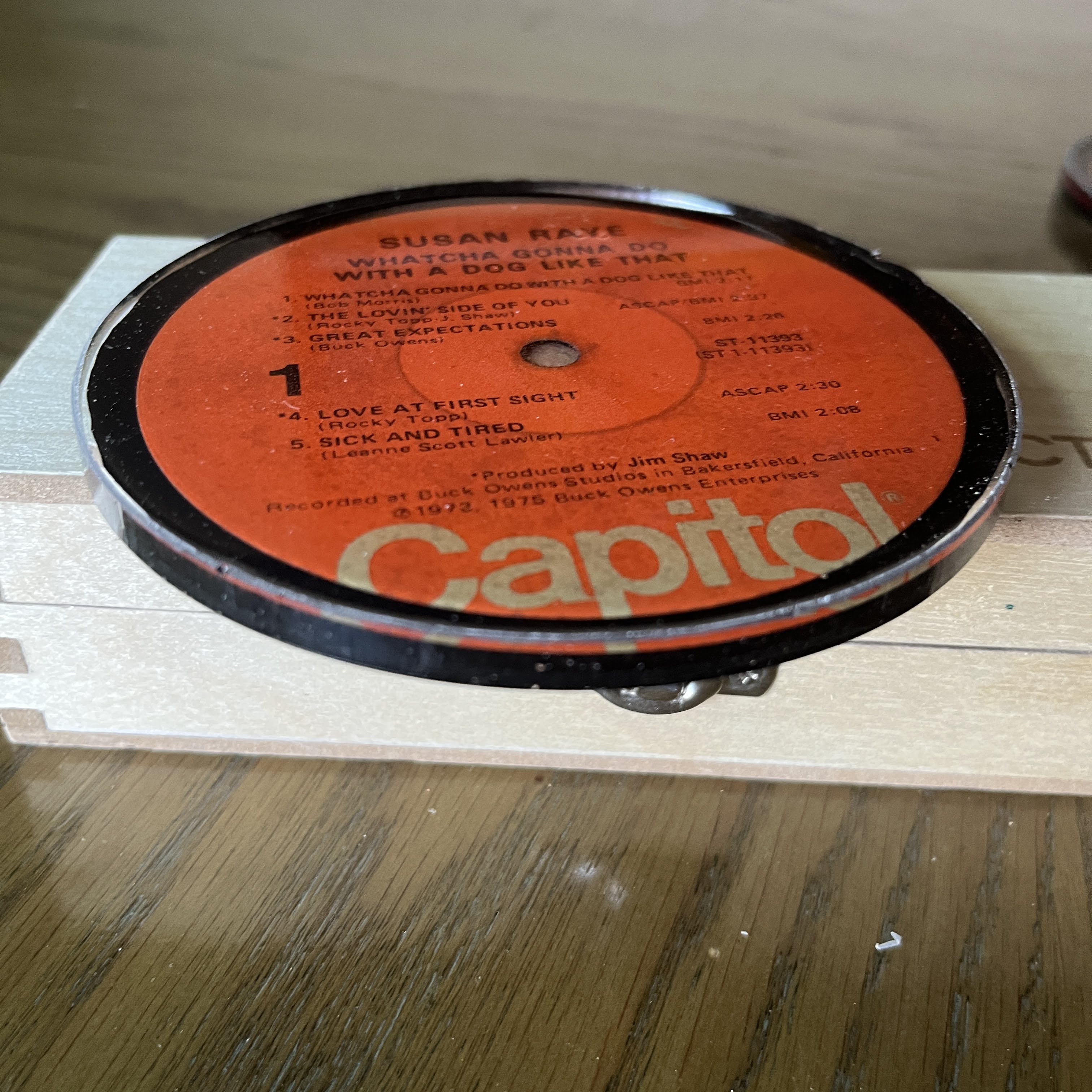 Handmade Vintage Vinyl Record Label Resin Coaster - Susan Raye — image 2