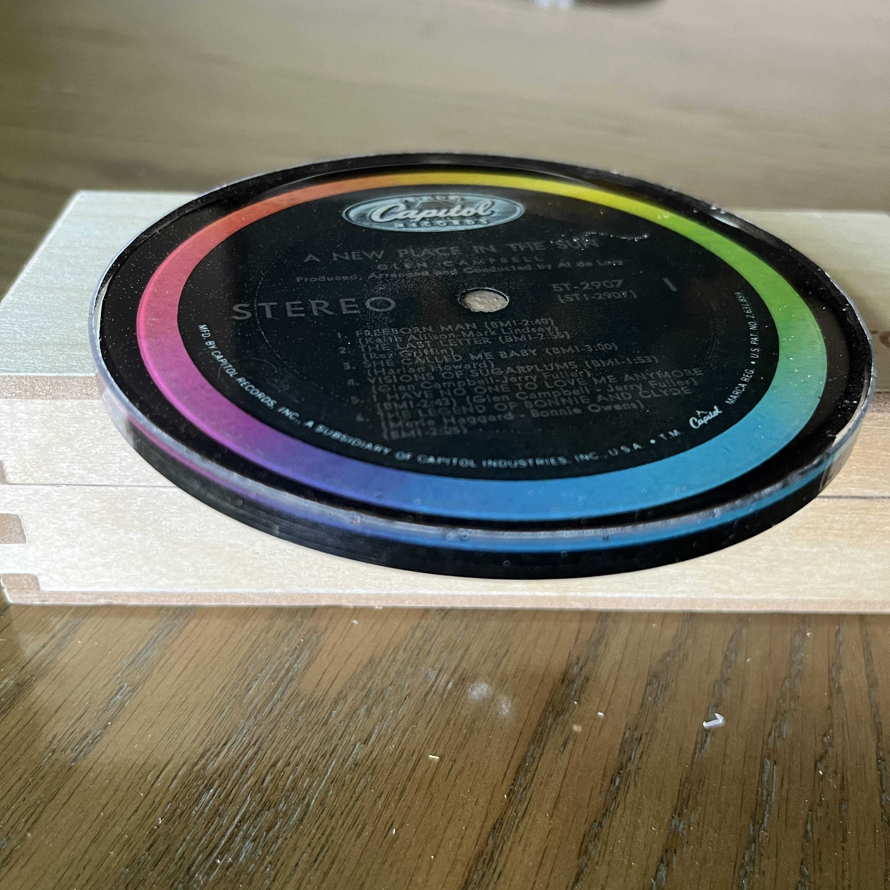 Handmade Vintage Vinyl Record Label Resin Coaster - Glen Campbell — image 2