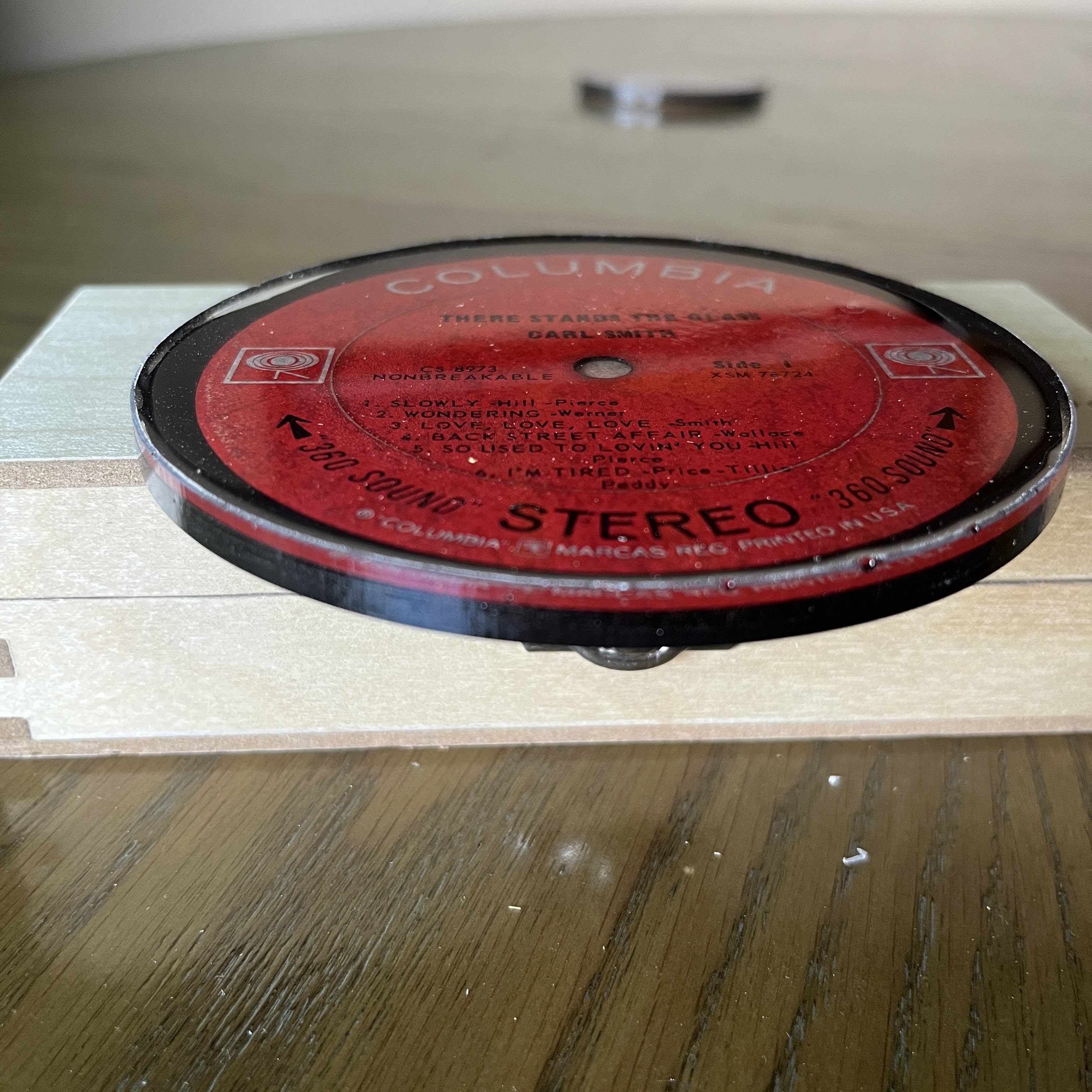 Handmade Vintage Vinyl Record Label Resin Coaster - Carl Smith — image 2
