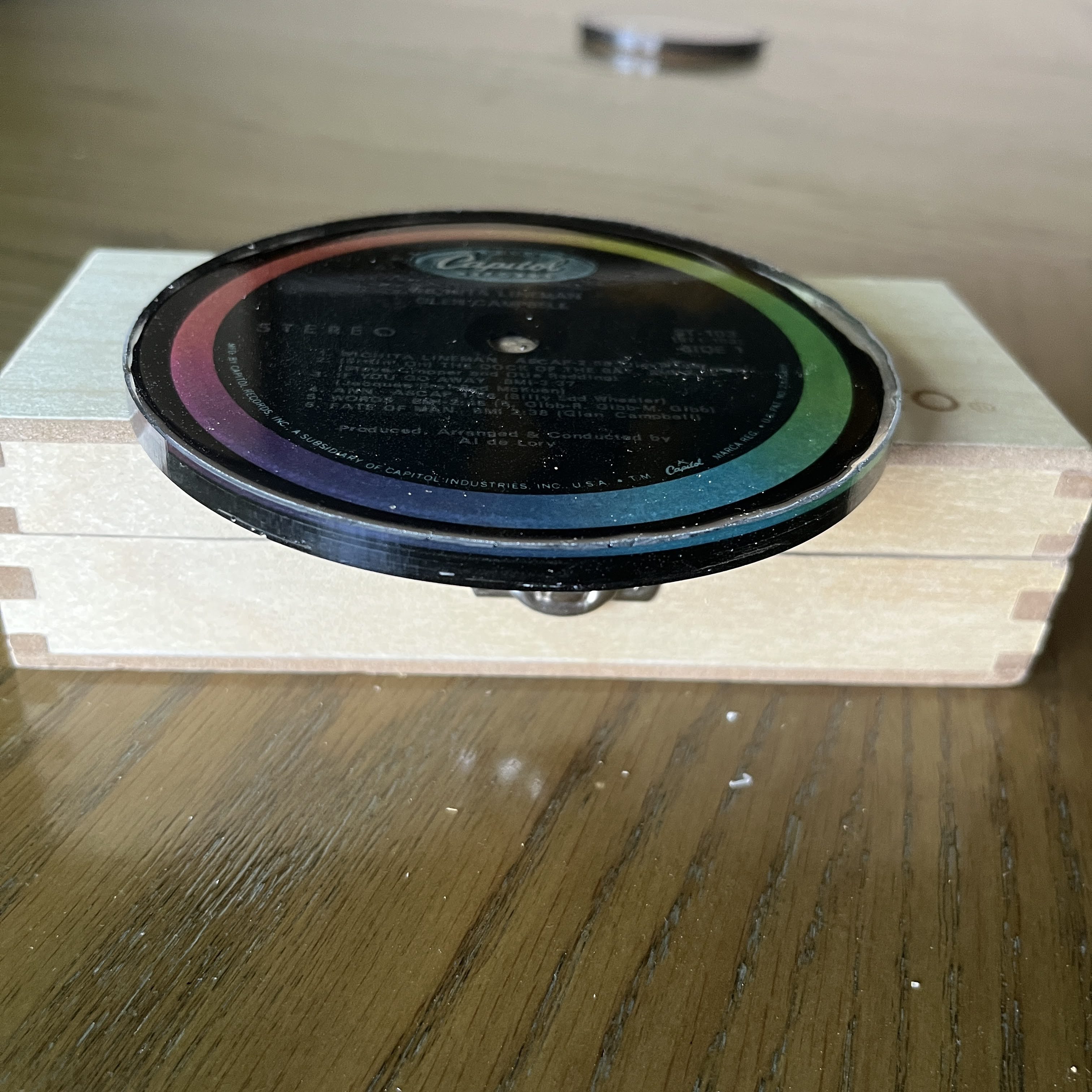 Handmade Vintage Vinyl Record Label Resin Coaster - Glen Campbell — image 2