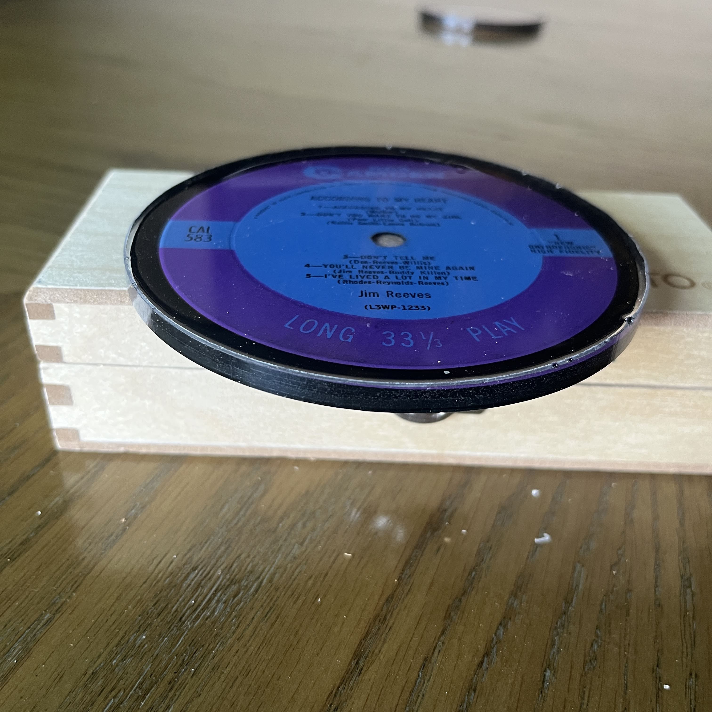 Handmade Vintage Vinyl Record Label Resin Coaster - Jim Reeves — image 2