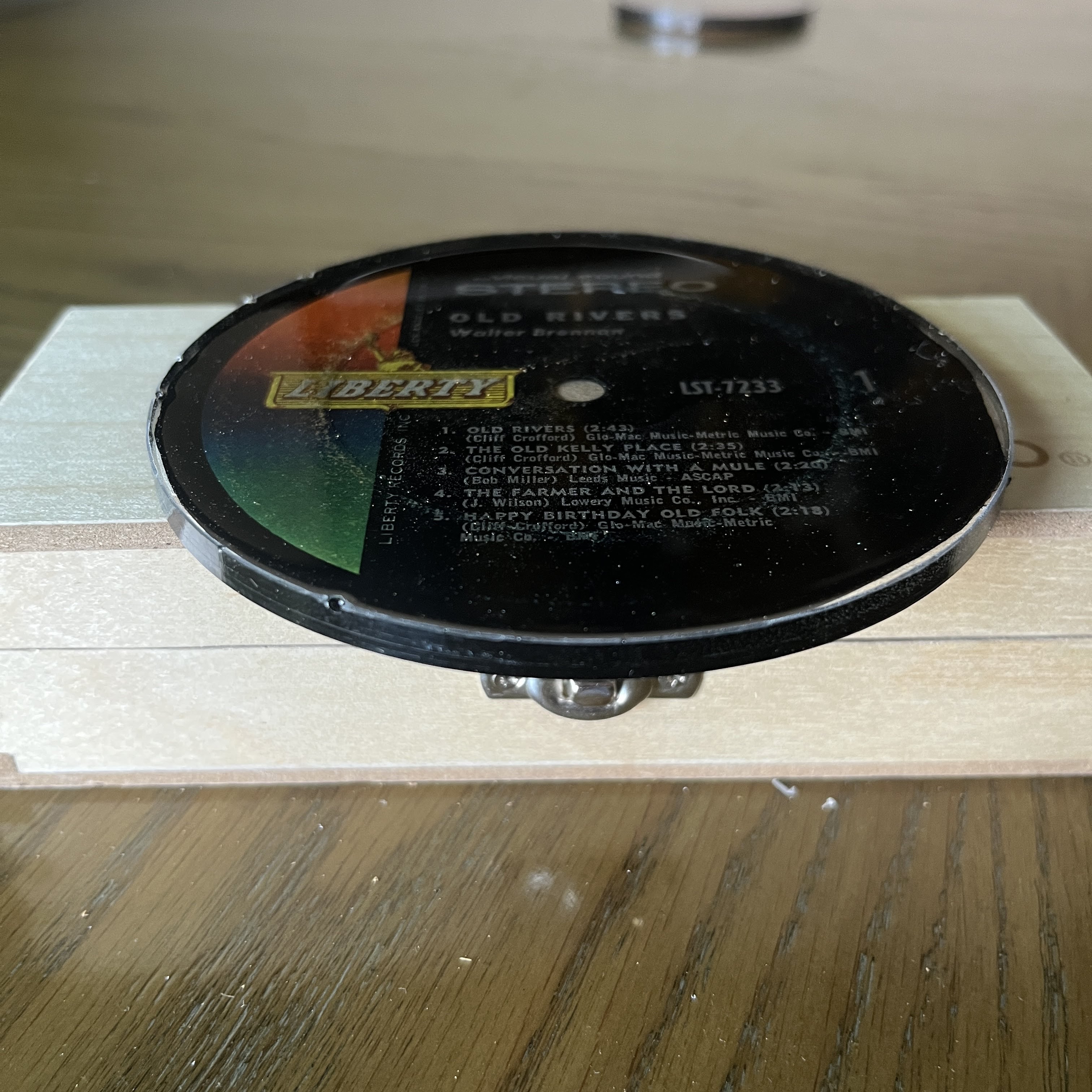 Handmade Vintage Vinyl Record Label Resin Coaster - Walter Brennan — image 2