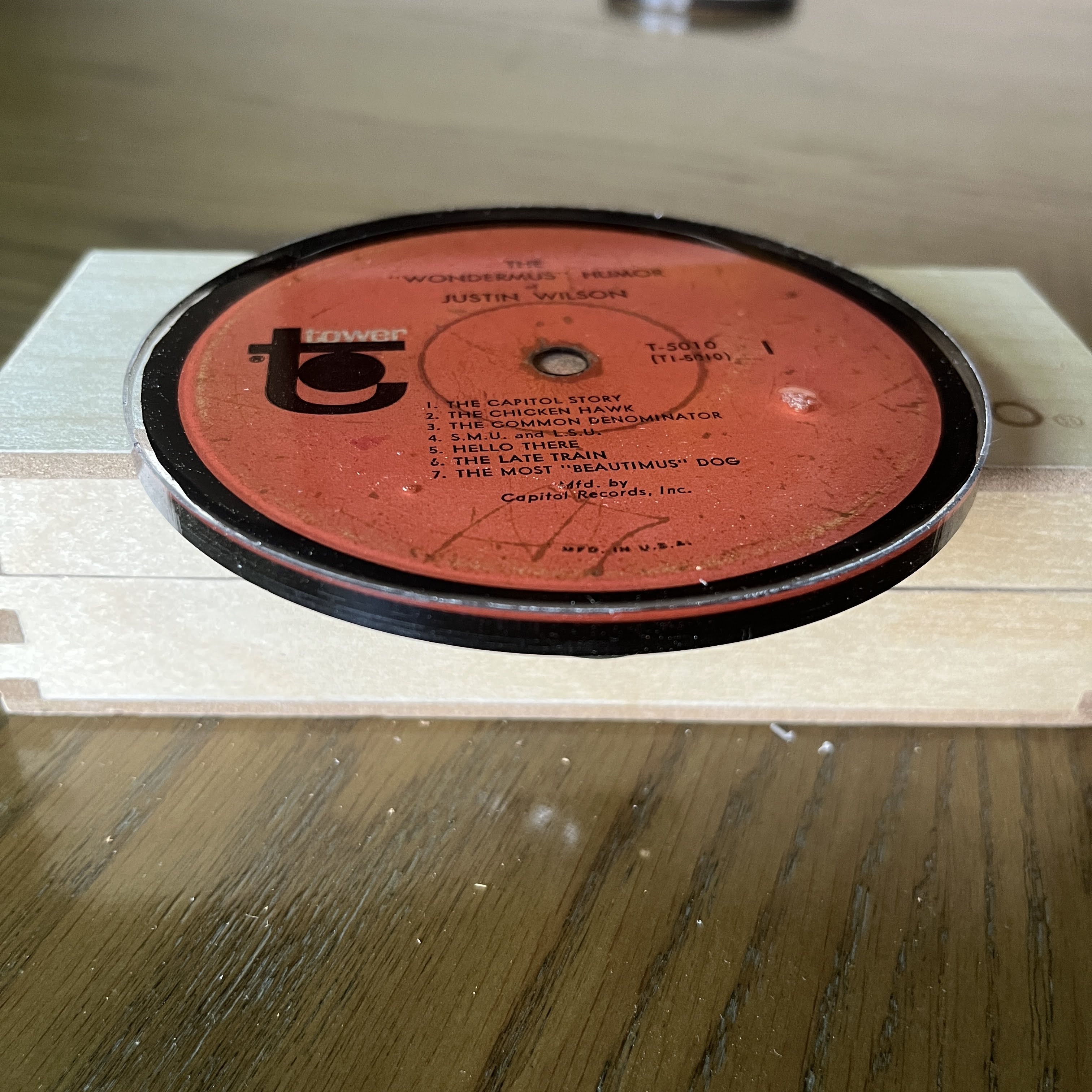 Handmade Vintage Vinyl Record Label Resin Coaster - Justin Wilson — image 2