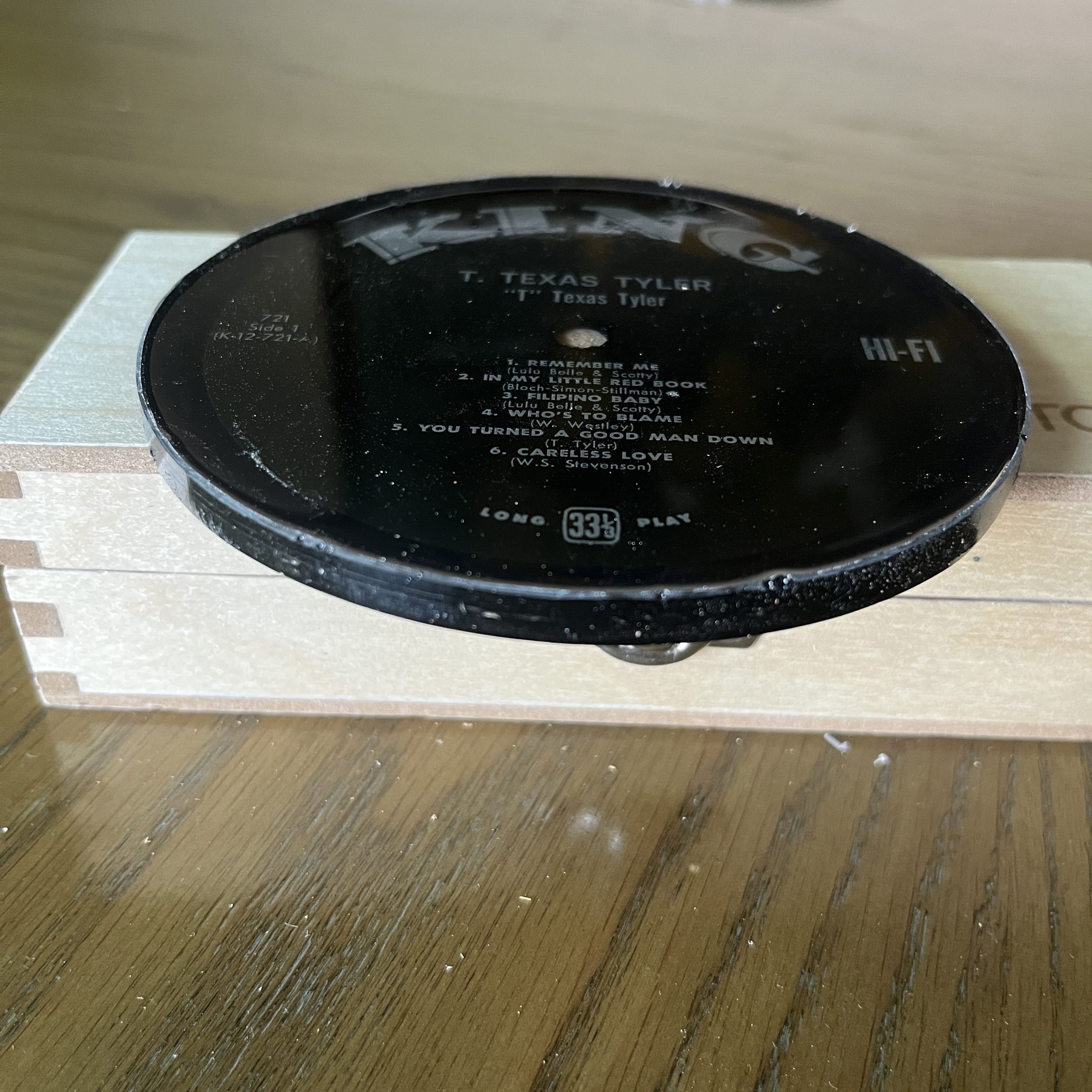 Handmade Vintage Vinyl Record Label Resin Coaster - T. Texas Tyler — image 2