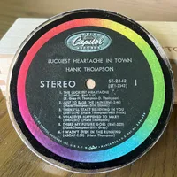 Handmade Vintage Vinyl Record Label Resin Coaster - Hank Thompson
