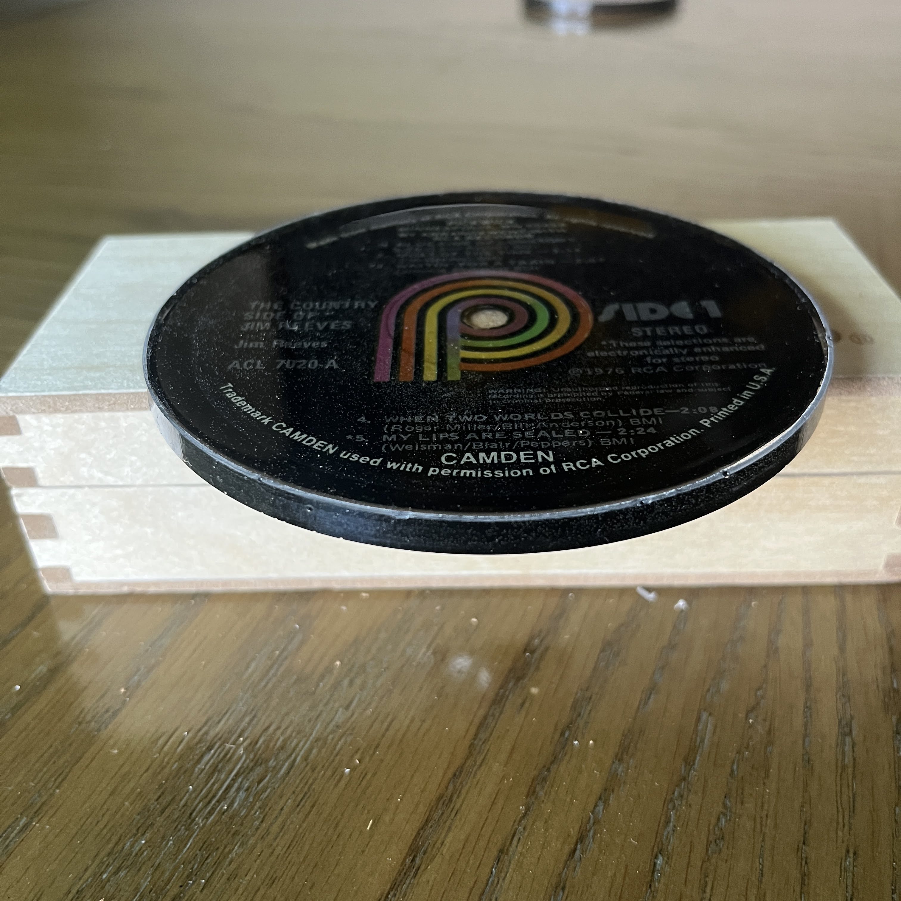 Handmade Vintage Vinyl Record Label Resin Coaster - 1976 — image 2