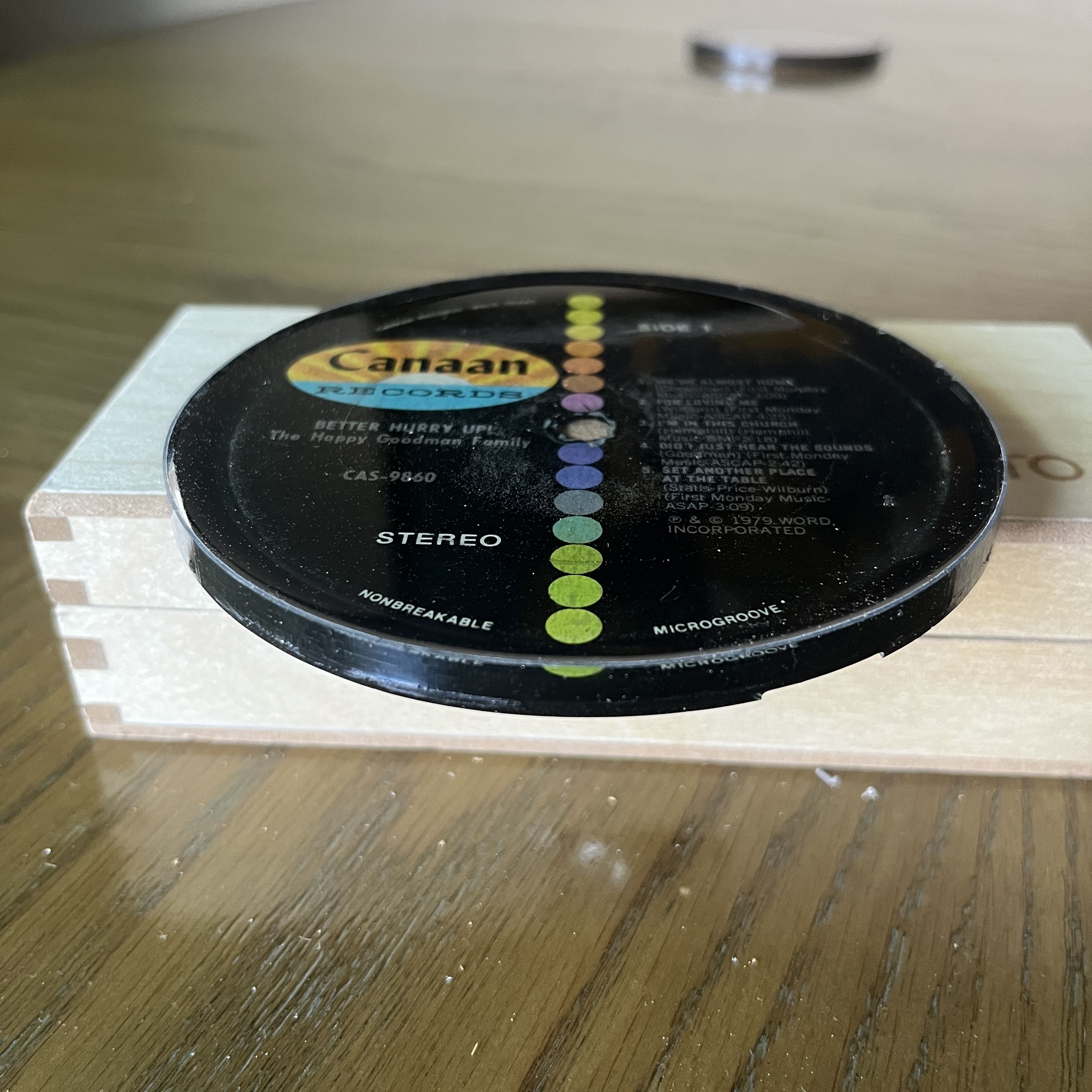 Handmade Vintage Vinyl Record Label Resin Coaster - The Happy Goodman Family — image 2