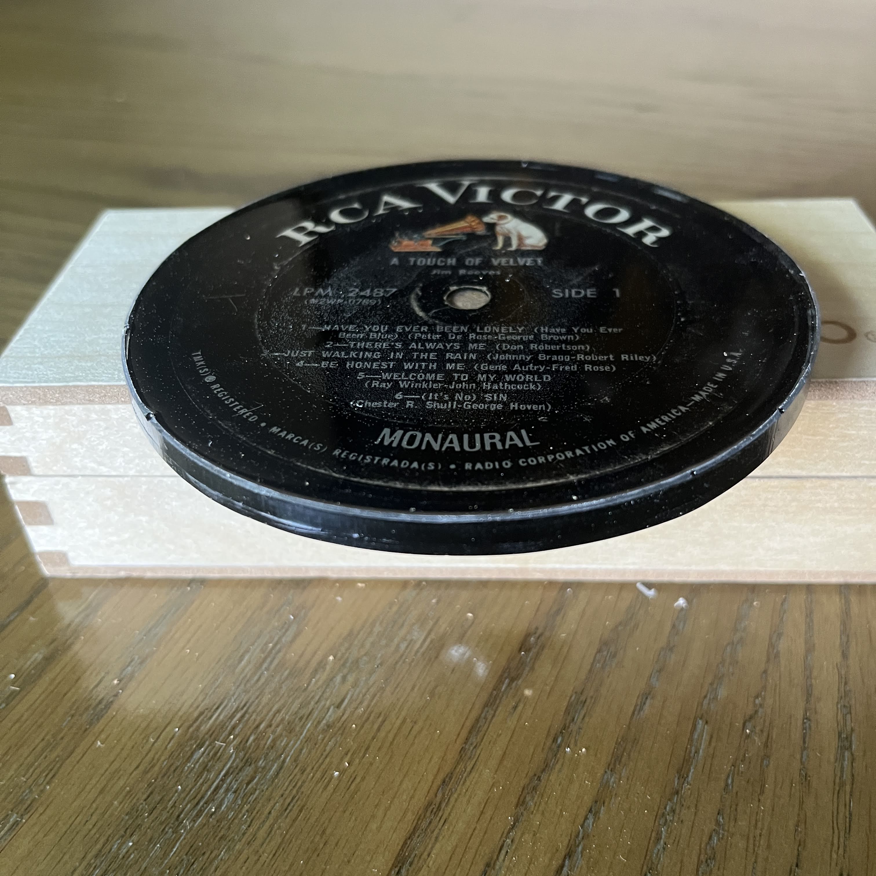 Handmade Vintage Vinyl Record Label Resin Coaster - Jim Reeves — image 2