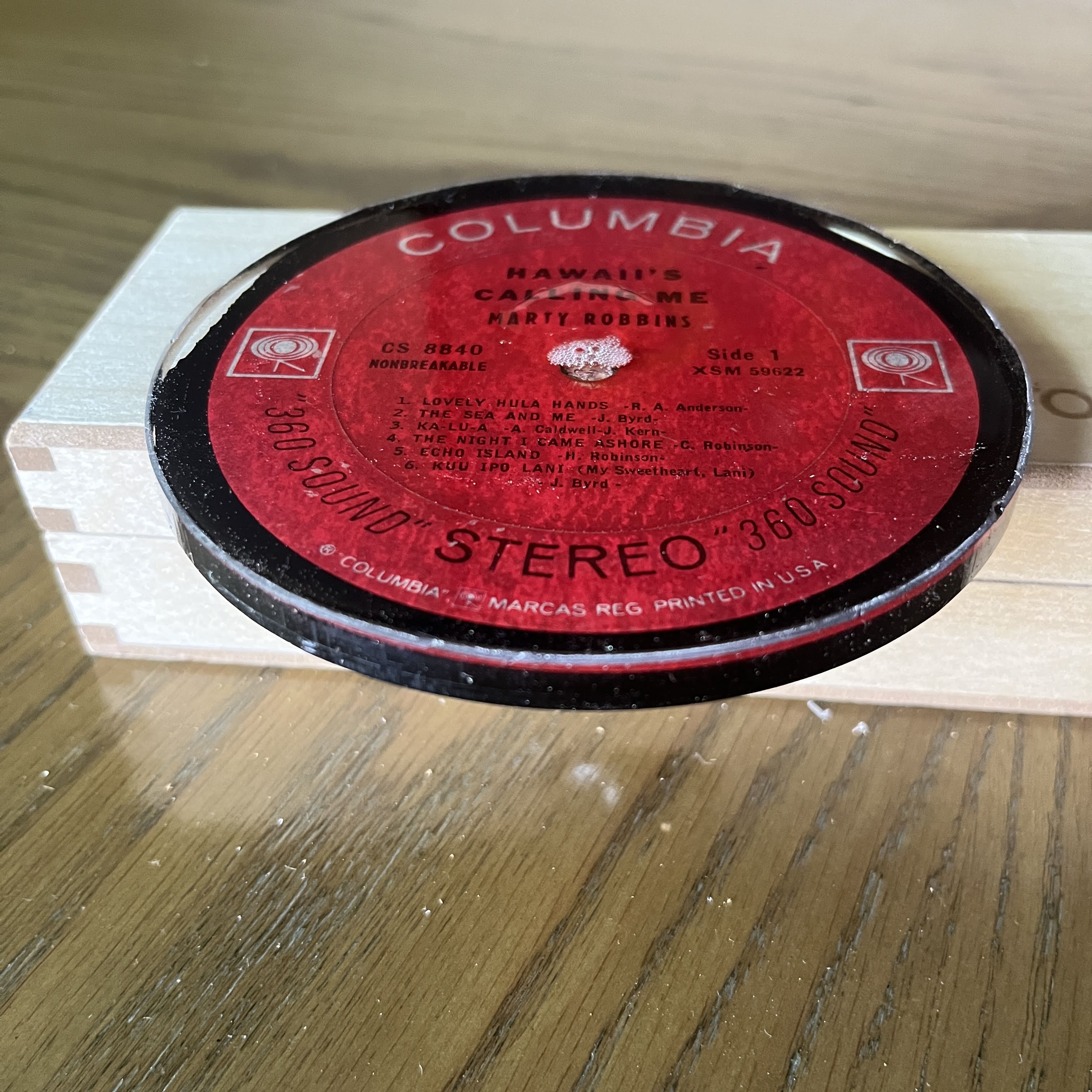 Handmade Vintage Vinyl Record Label Resin Coaster - Marty Robbins — image 2