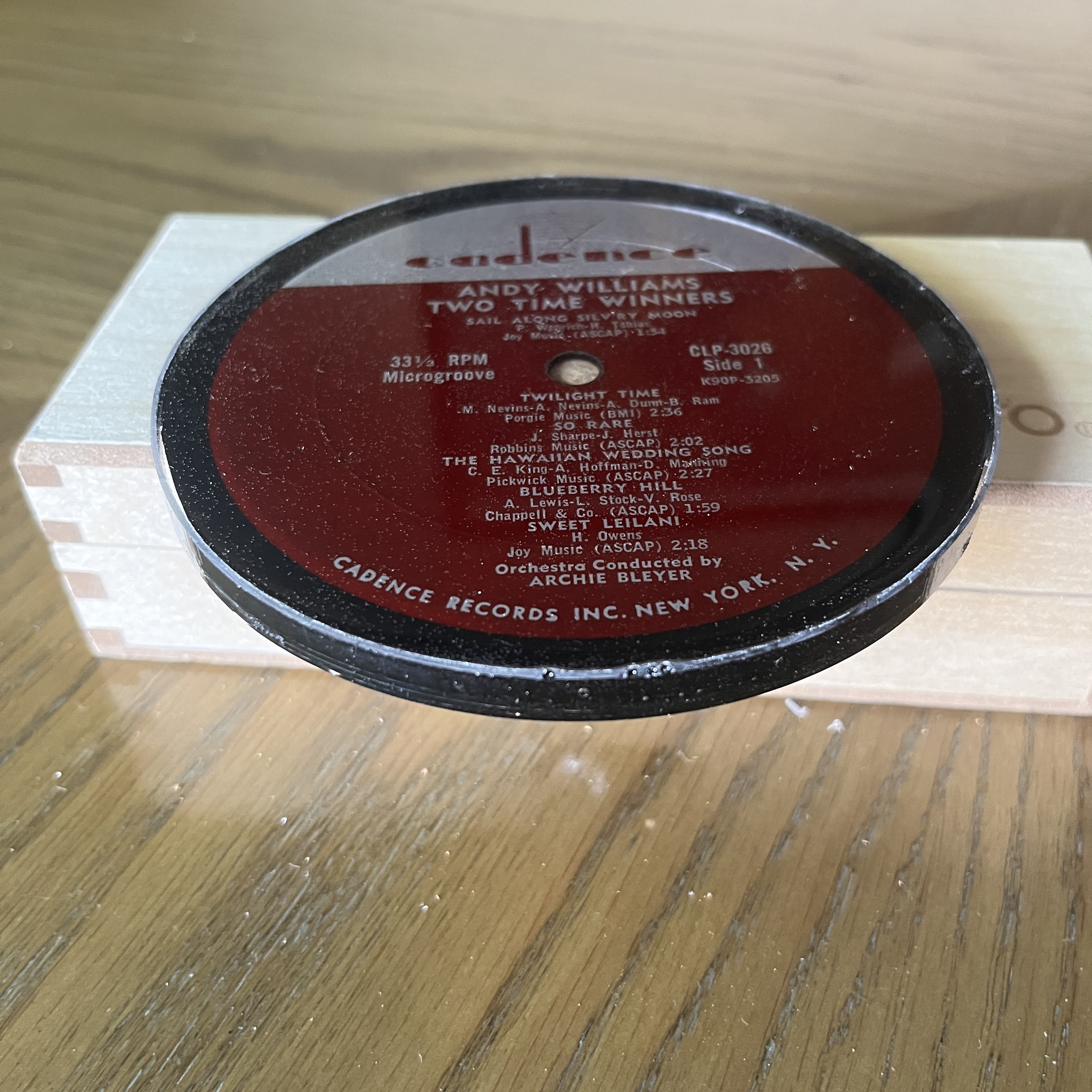 Handmade Vintage Vinyl Record Label Resin Coaster - Andy Williams — image 2