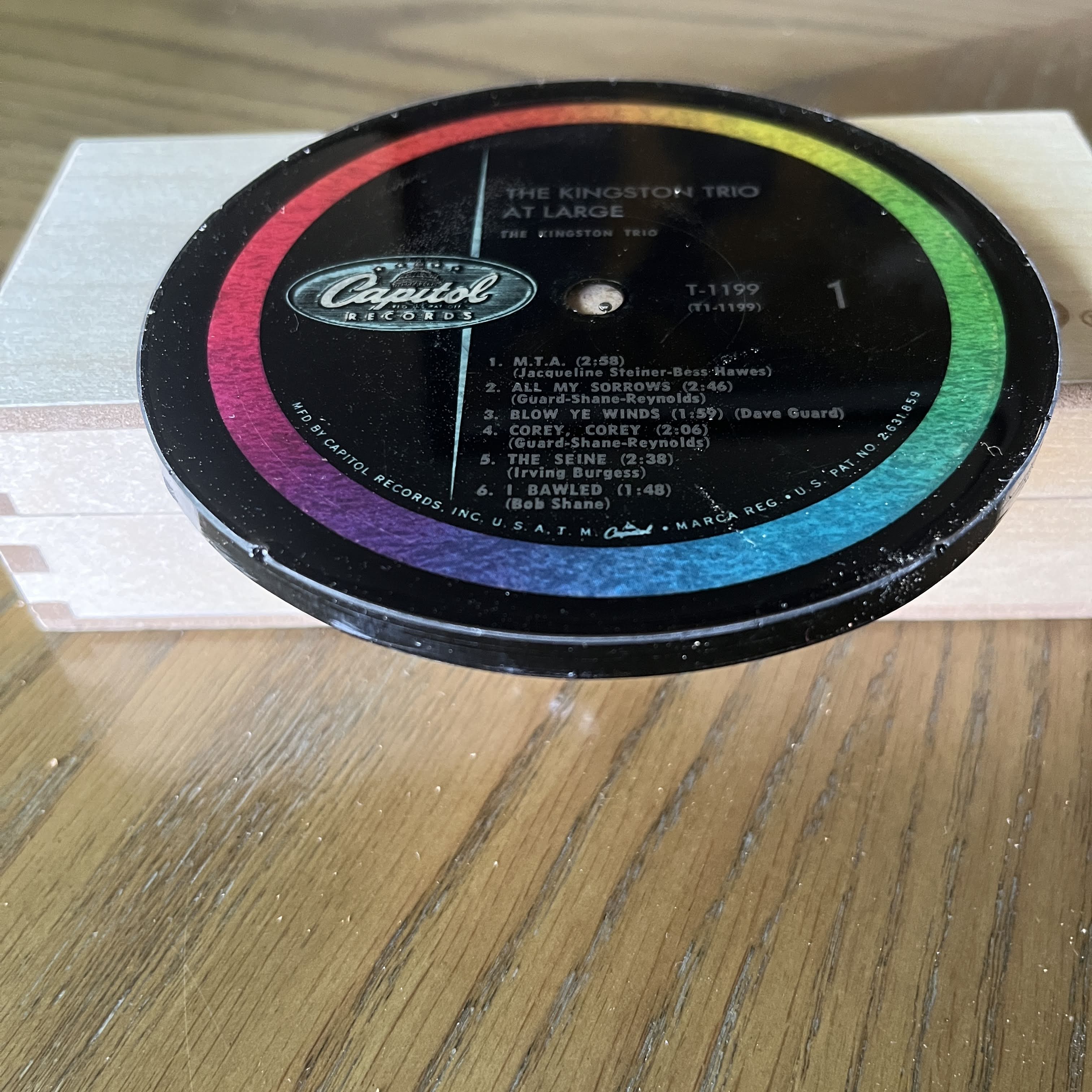 Handmade Vintage Vinyl Record Label Resin Coaster - The Kingston Trio — image 2