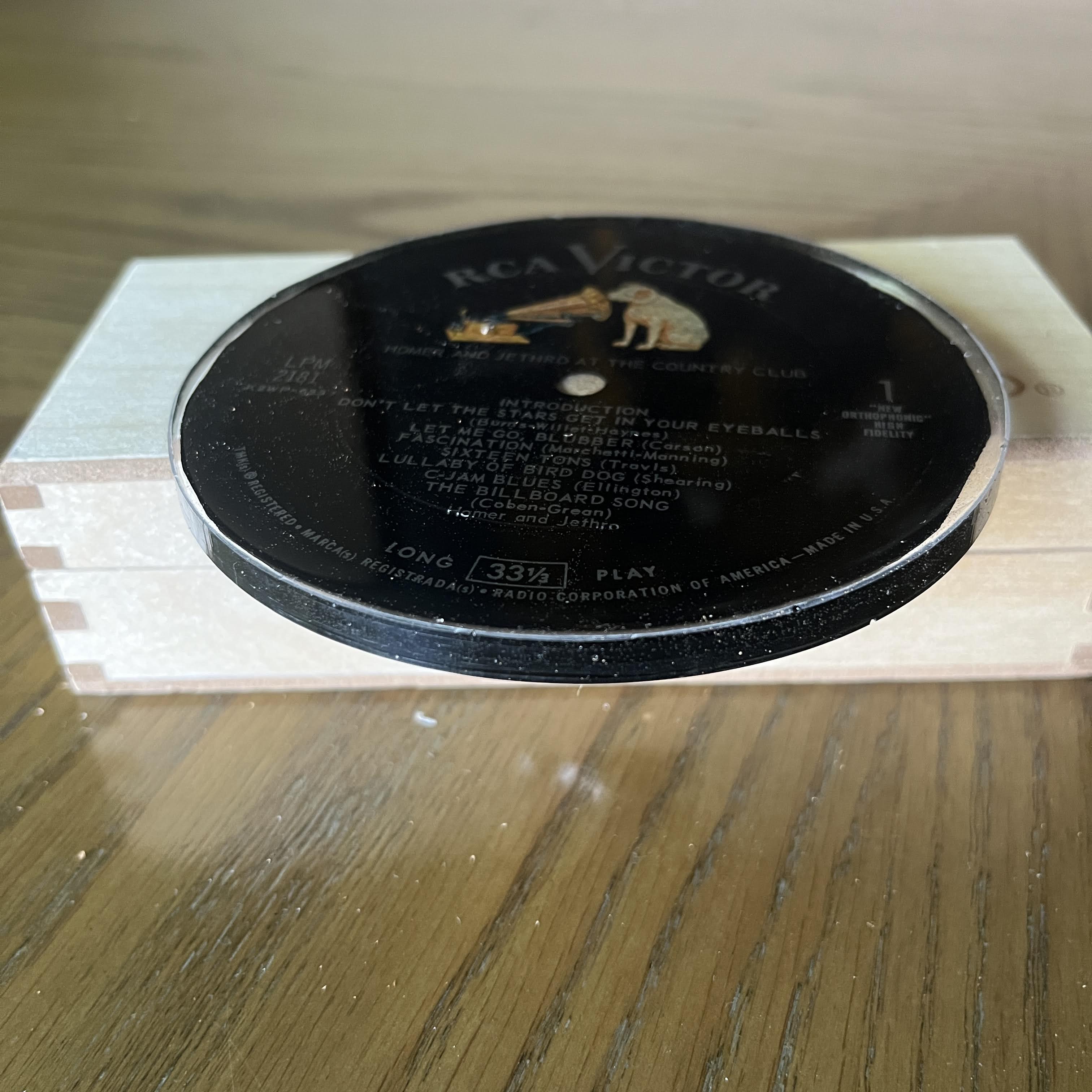 Handmade Vintage Vinyl Record Label Resin Coaster - Homer and Jethro — image 2