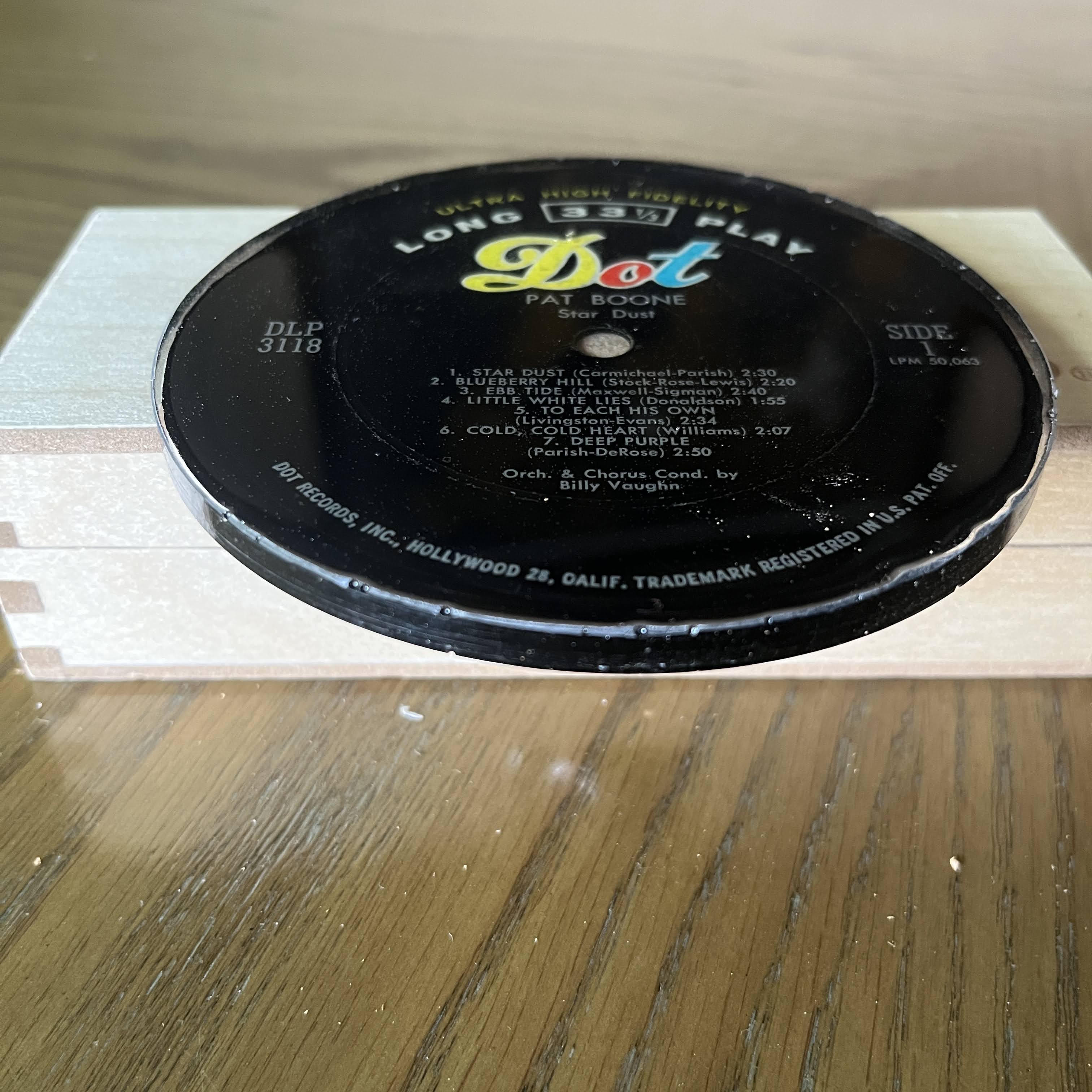 Handmade Vintage Vinyl Record Label Resin Coaster - Pat Boone — image 2