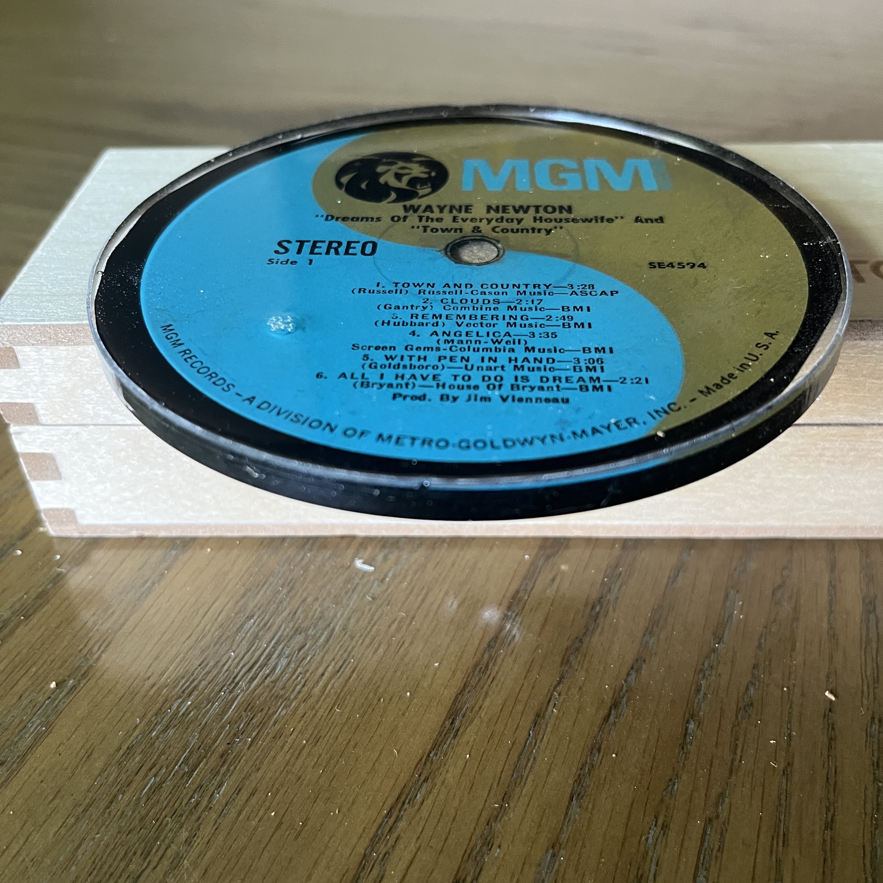 Handmade Vintage Vinyl Record Label Resin Coaster - Wayne Newton — image 2