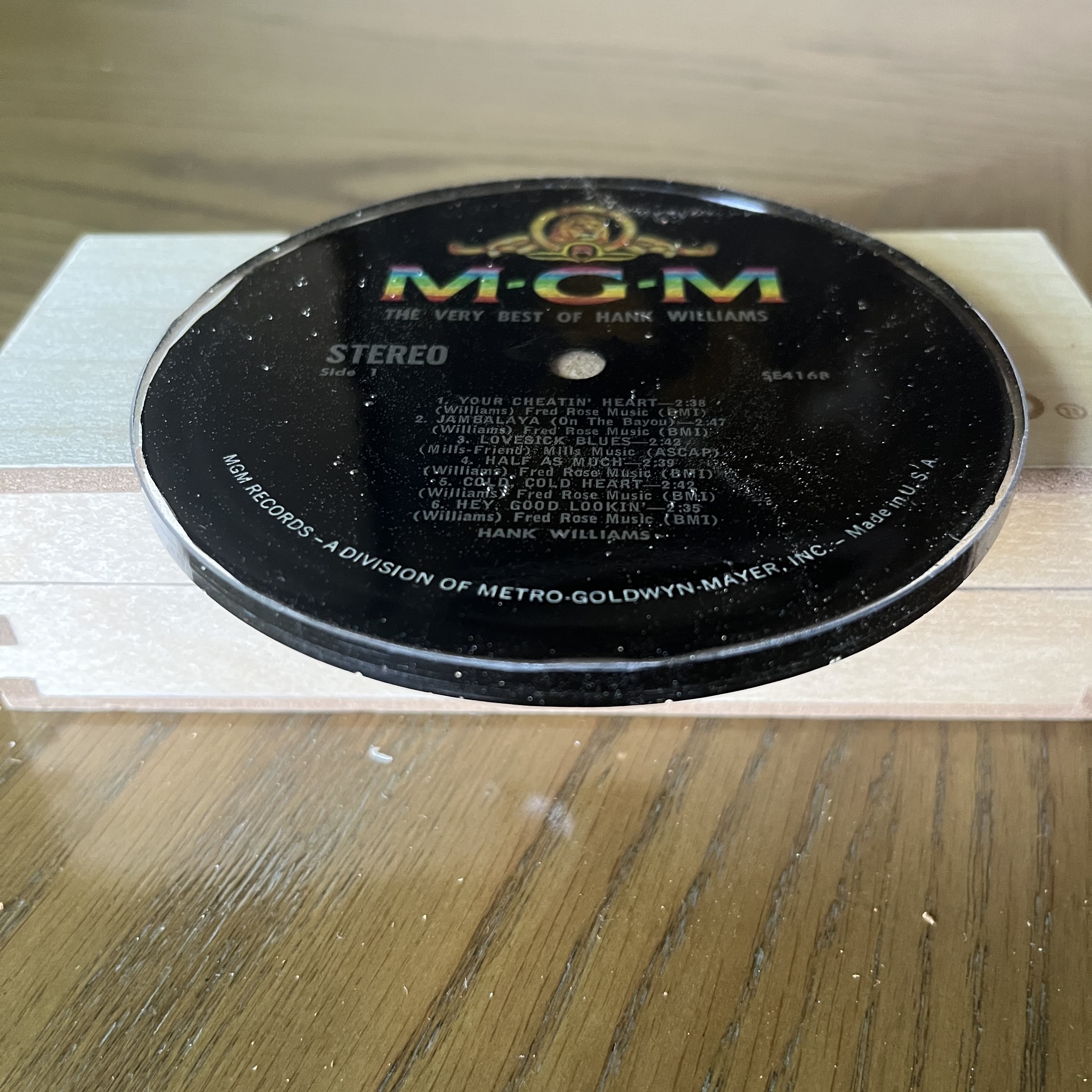 Handmade Vintage Vinyl Record Label Resin Coaster - Hank Williams — image 2