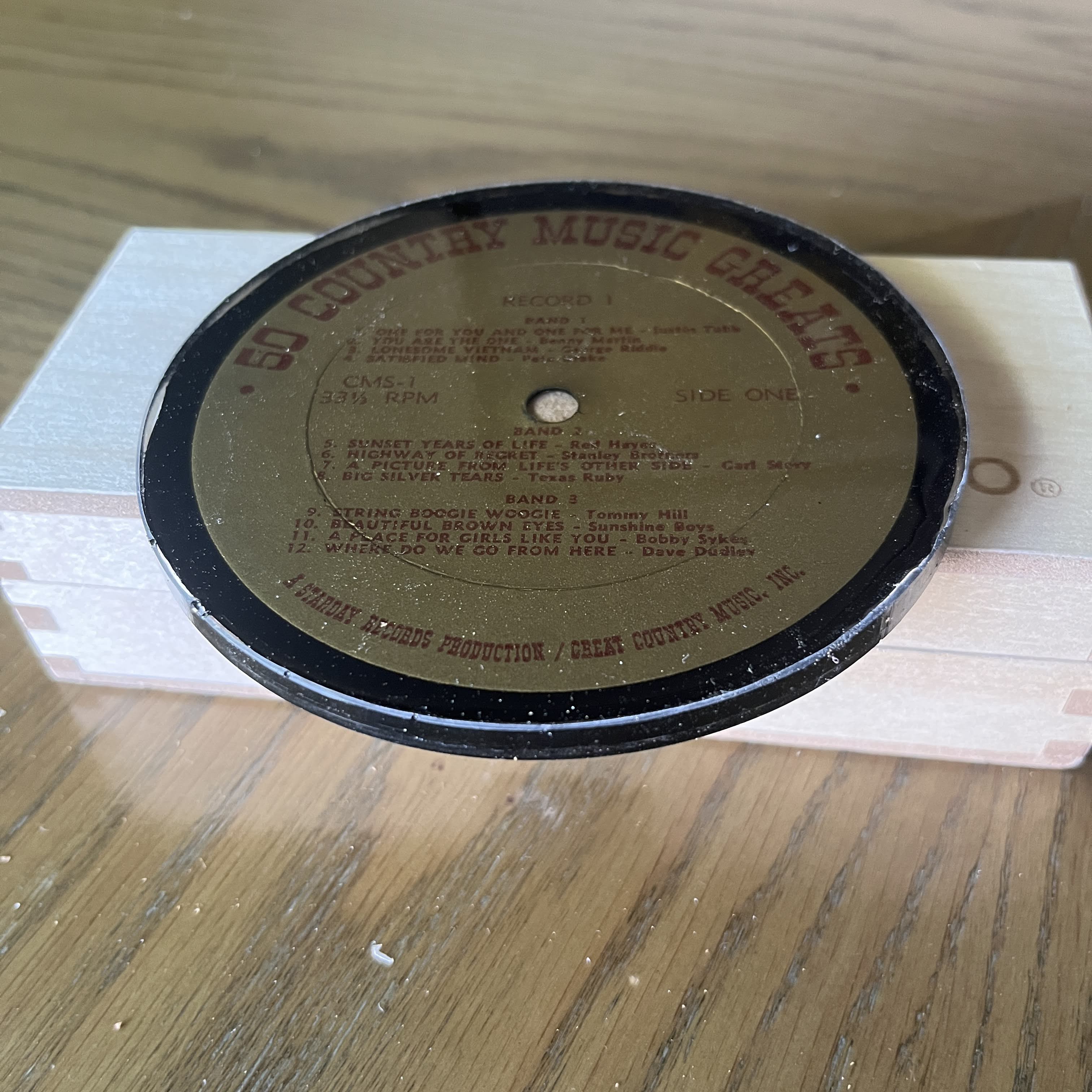 Handmade Vintage Vinyl Record Label Resin Coaster - 50 Country Music Greats — image 2