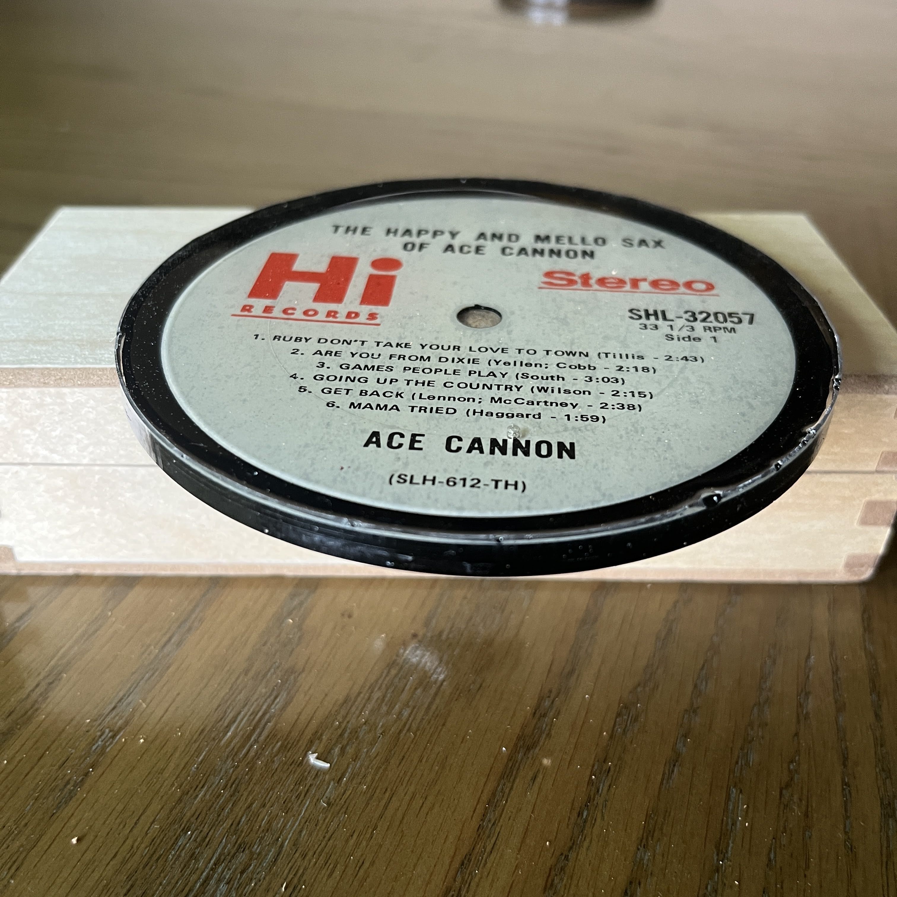 Handmade Vintage Vinyl Record Label Resin Coaster - Ace Cannon — image 2