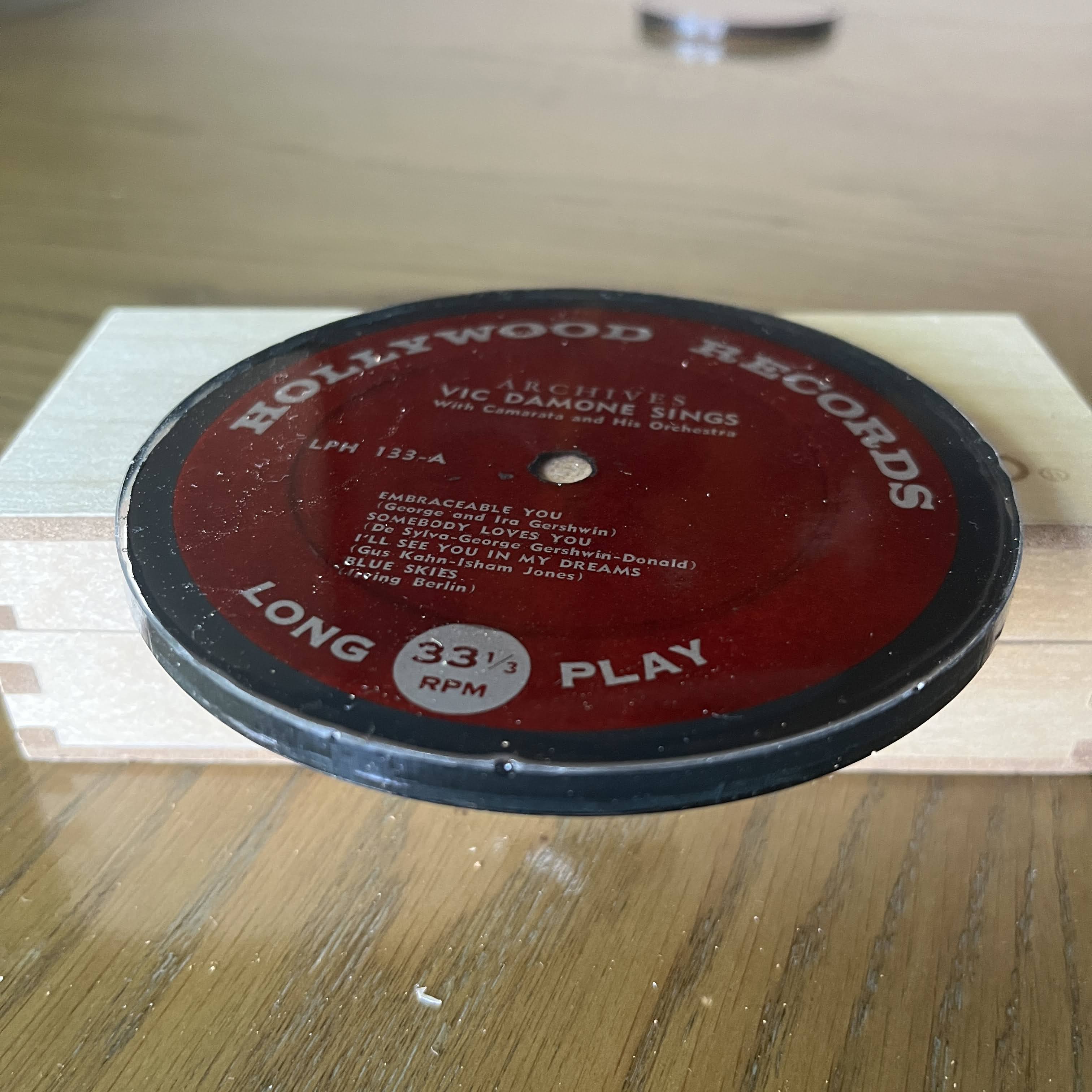 Handmade Vintage Vinyl Record Label Resin Coaster - Vic Damone Sings — image 2