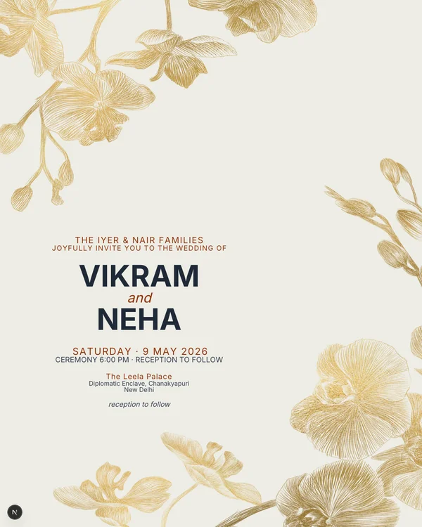 Gold Orchids2 Wedding Invitation