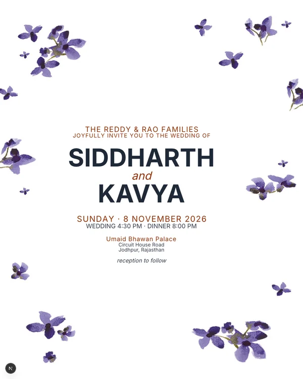 Honesty Flowers Wedding Invitation