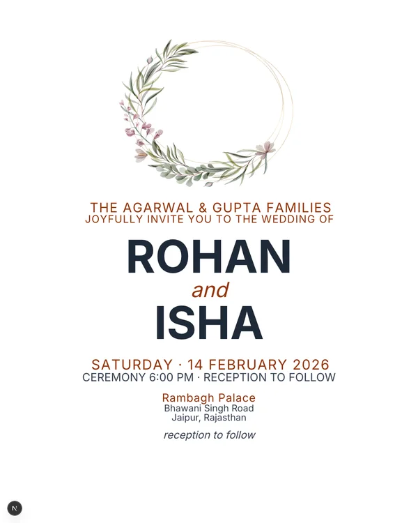 Monogram Wreath Wedding Invitation