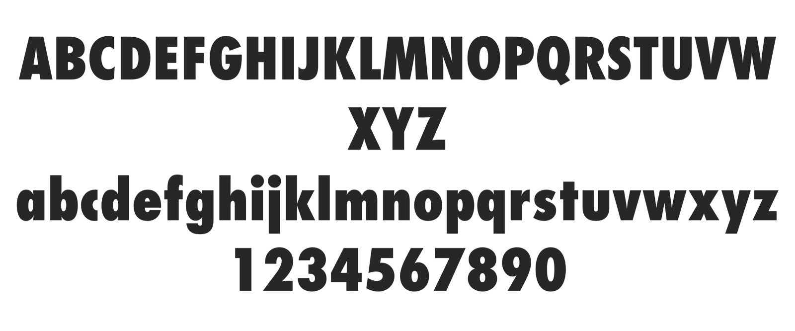 Futura Condensed Extra Bold の書体見本 A–Z / a–z / 0–9