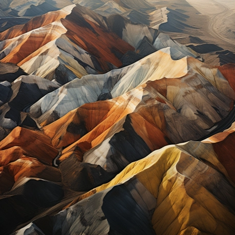 The colorful mountain ridge in iceland, in the style of dark bronze and light amber, naturalistic shadows, raw materials, light indigo and gold, 3840x2160, earthworks, voigtlander brilliant