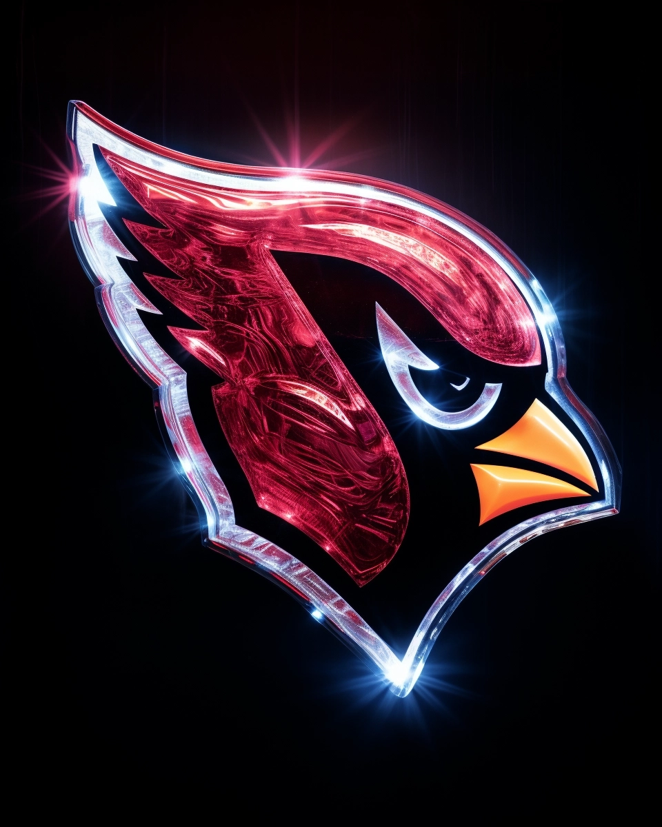 Logo of the Arizona Cardinals as a futuristic hologram, hyperrealism