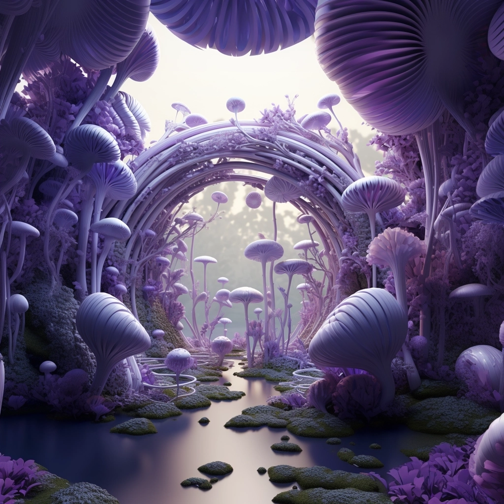 Heliotrope in the form of a forest, contemporary, 3d rendering
