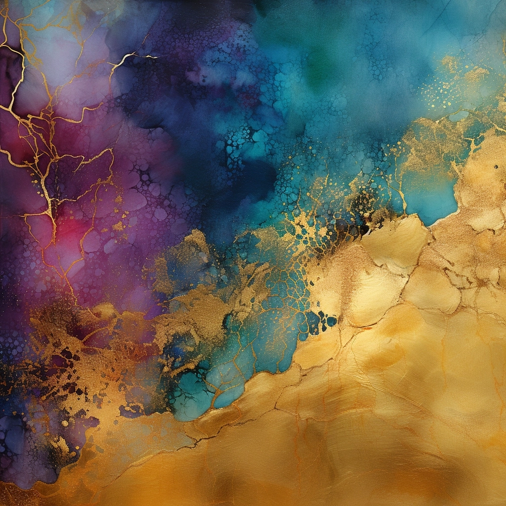 Gold, jewel tones, soft layers, background, watercolor