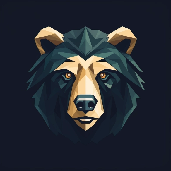 Flat vector logo of bear head, minimal graphic, by Sagi Haviv –no realistic photo detail shading