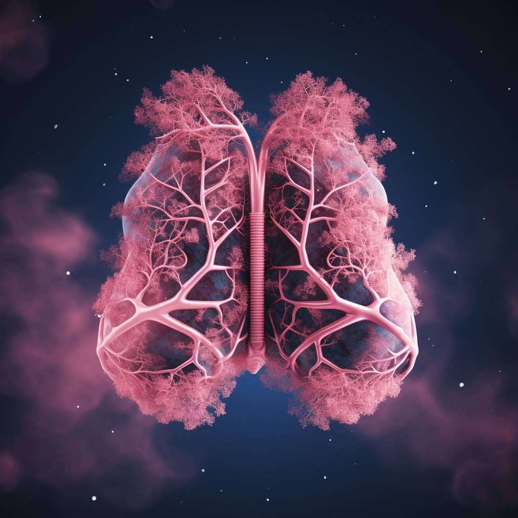Lungs with a glowing, healthy pink color, surrounded by oxygen bubbles. v 5.2