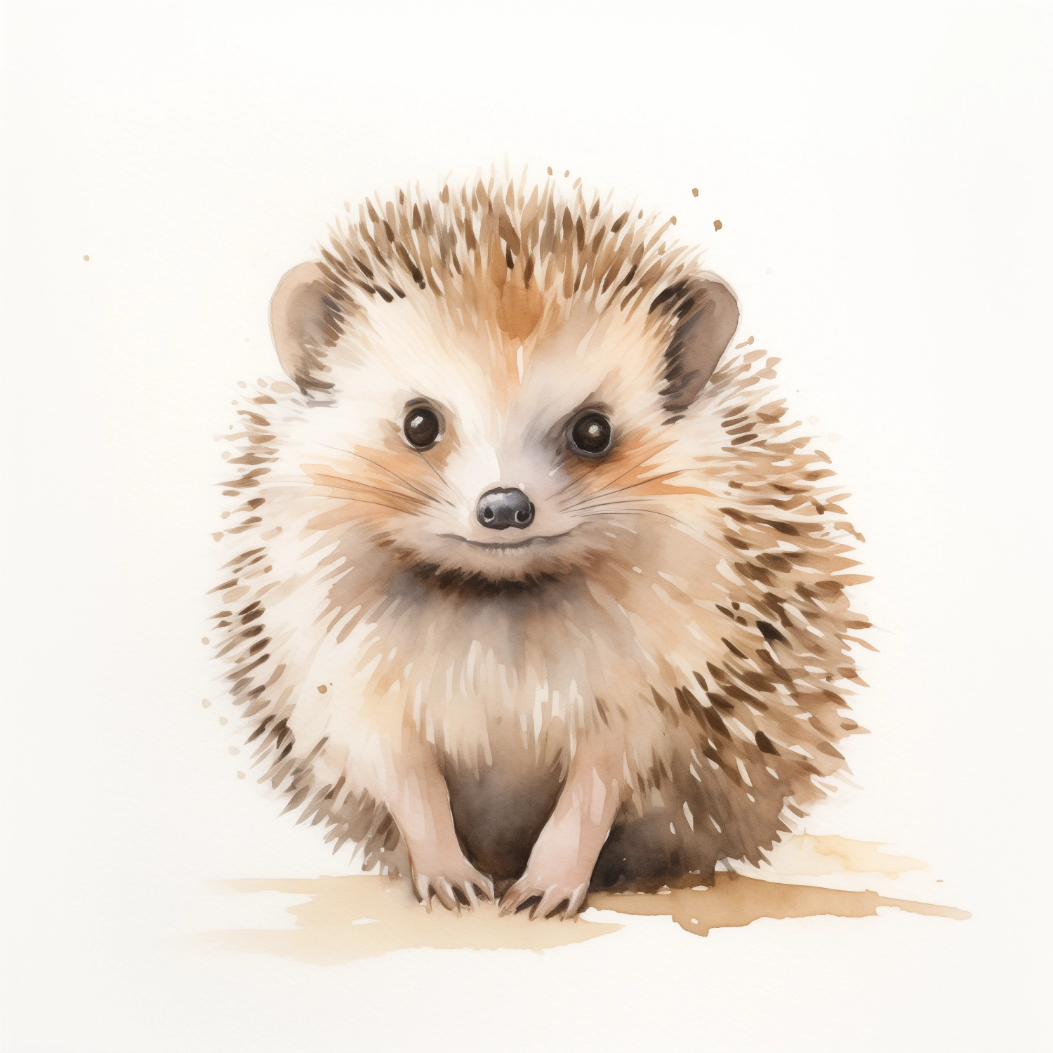 A small watercolor hedgehog sitting