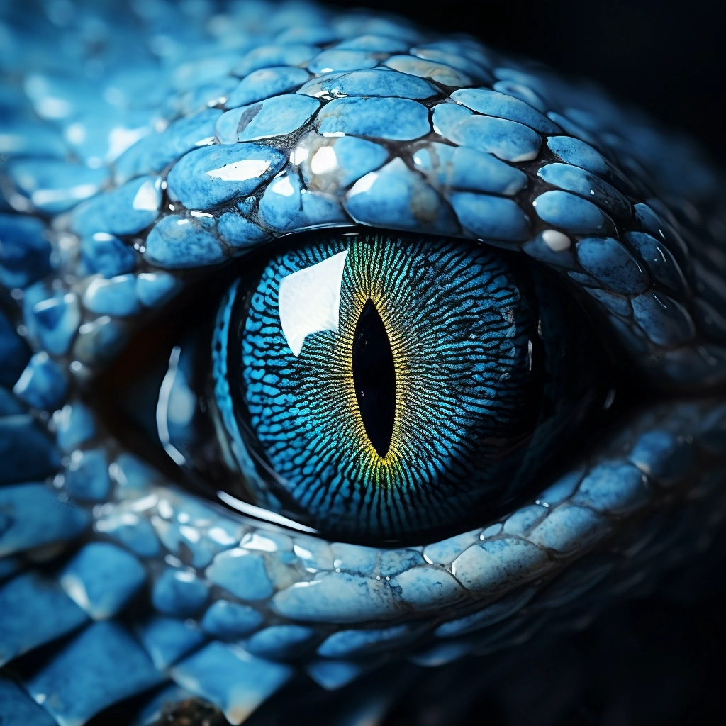 Aquamarine snake eye, venumious snake, hyper realistic, photo realistic