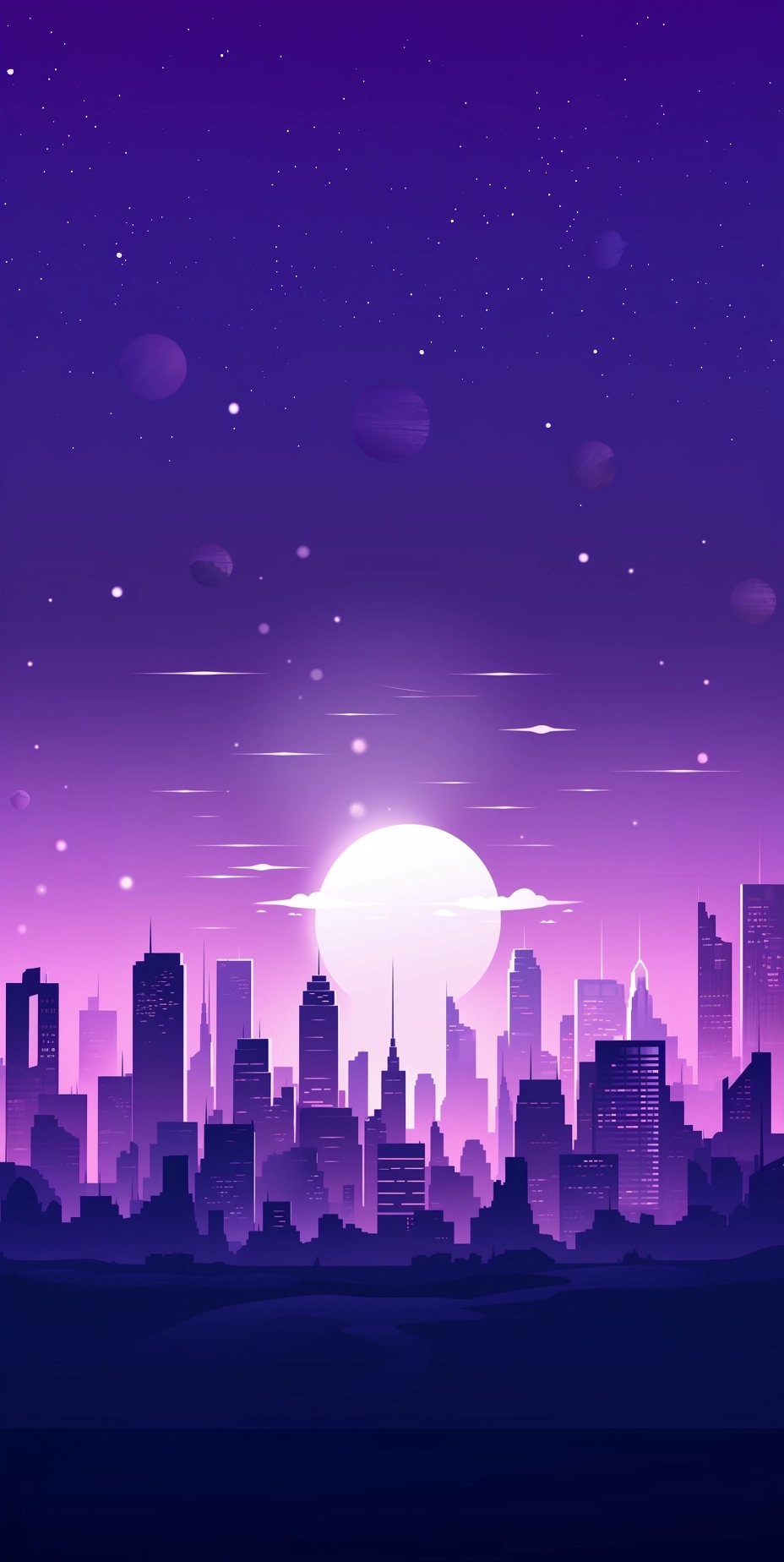 Low poly city background, flat simple, minimal, purple city