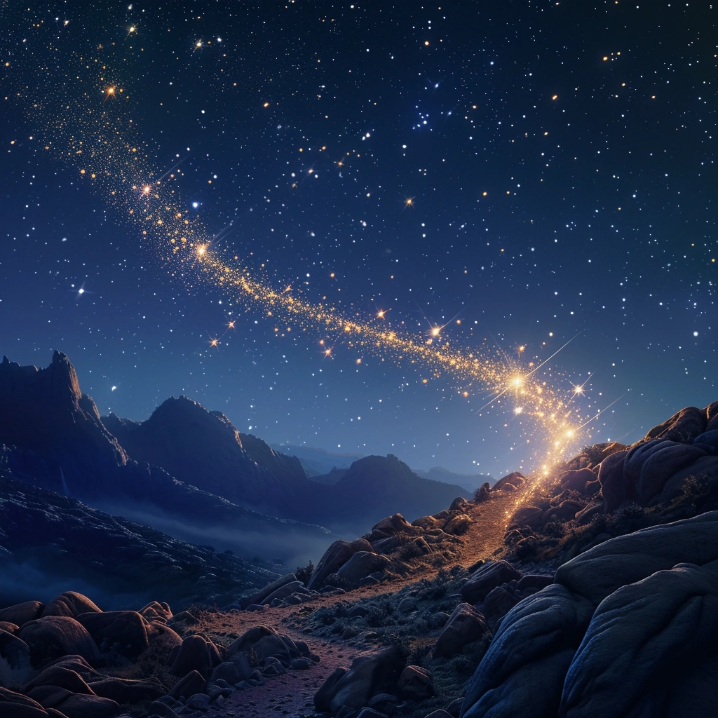 A starry magic trail like is being used on graphics for the disney movie wish presenting a movietitle