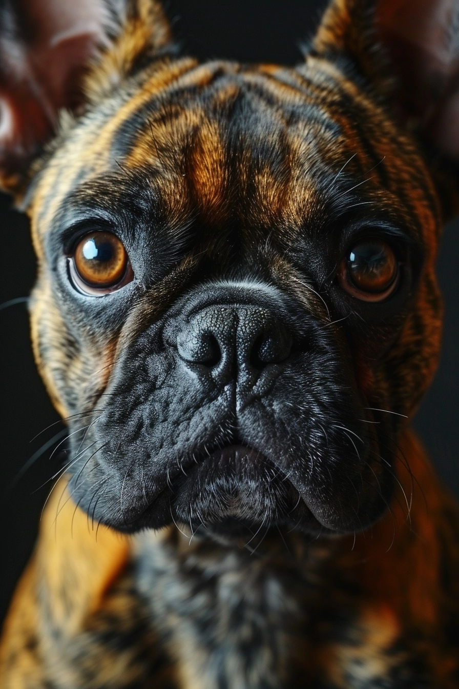 Macro photography of french bulldog portrait eyes, no rain