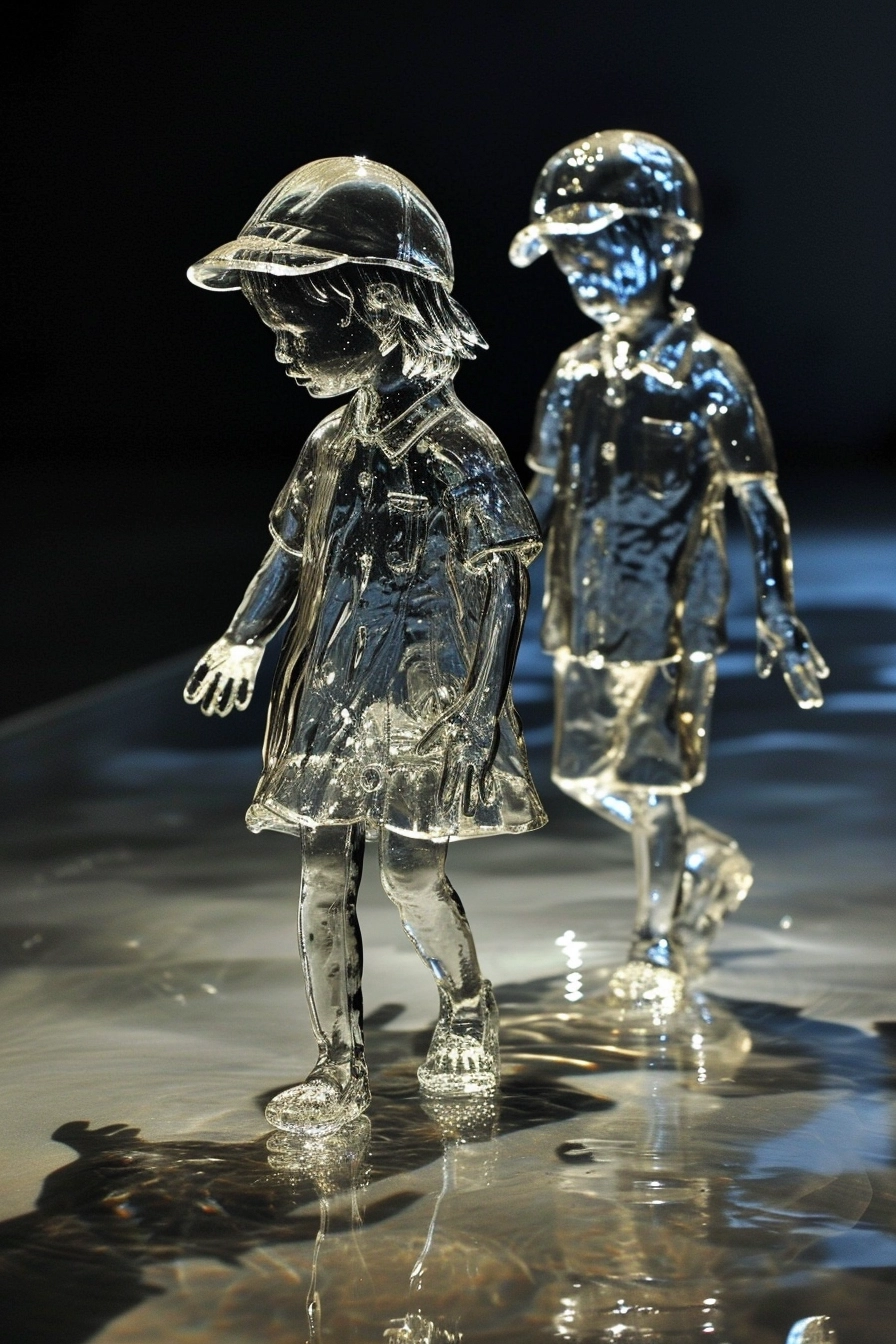 Transparent kids made of glass made by banksy
