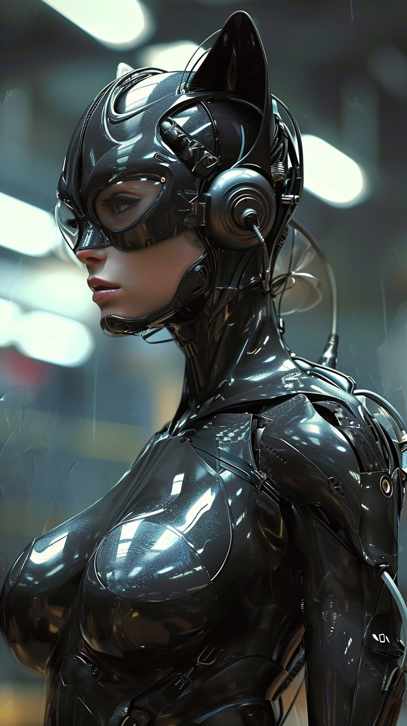Anatomical view of Cat Woman, Alex Casteleiro and Syd Mead style