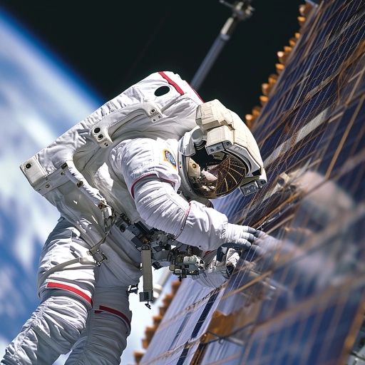 an astronaut fixing the outside of the international space station