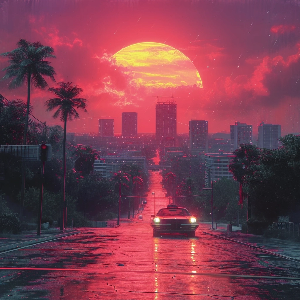 Pink and bright green synthwave