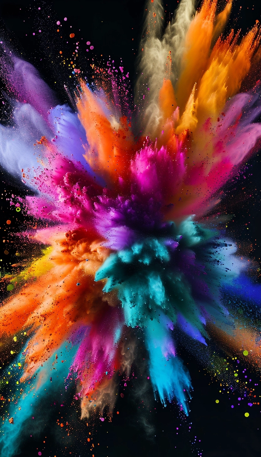 A colour lead element, colour life theme poster keywords A poster with a colour theme that represents life, featuring a lead element in colour,a colorful colorful powder explosion on a black background, in the style of the stars art groupstar, dynamic color schemes, 18k