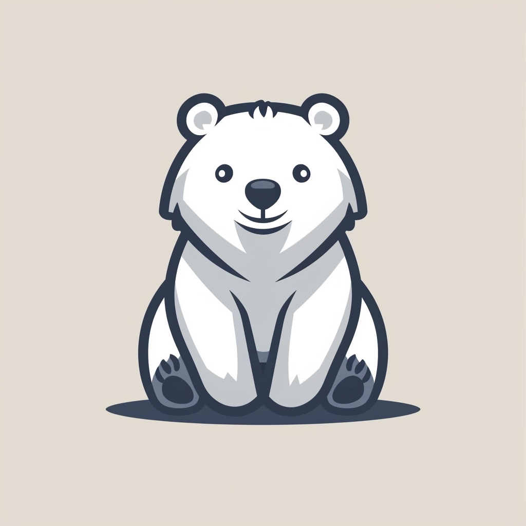 Simple line vector graphic logo of North American bear, simple minimal, cute--no realistic photo details