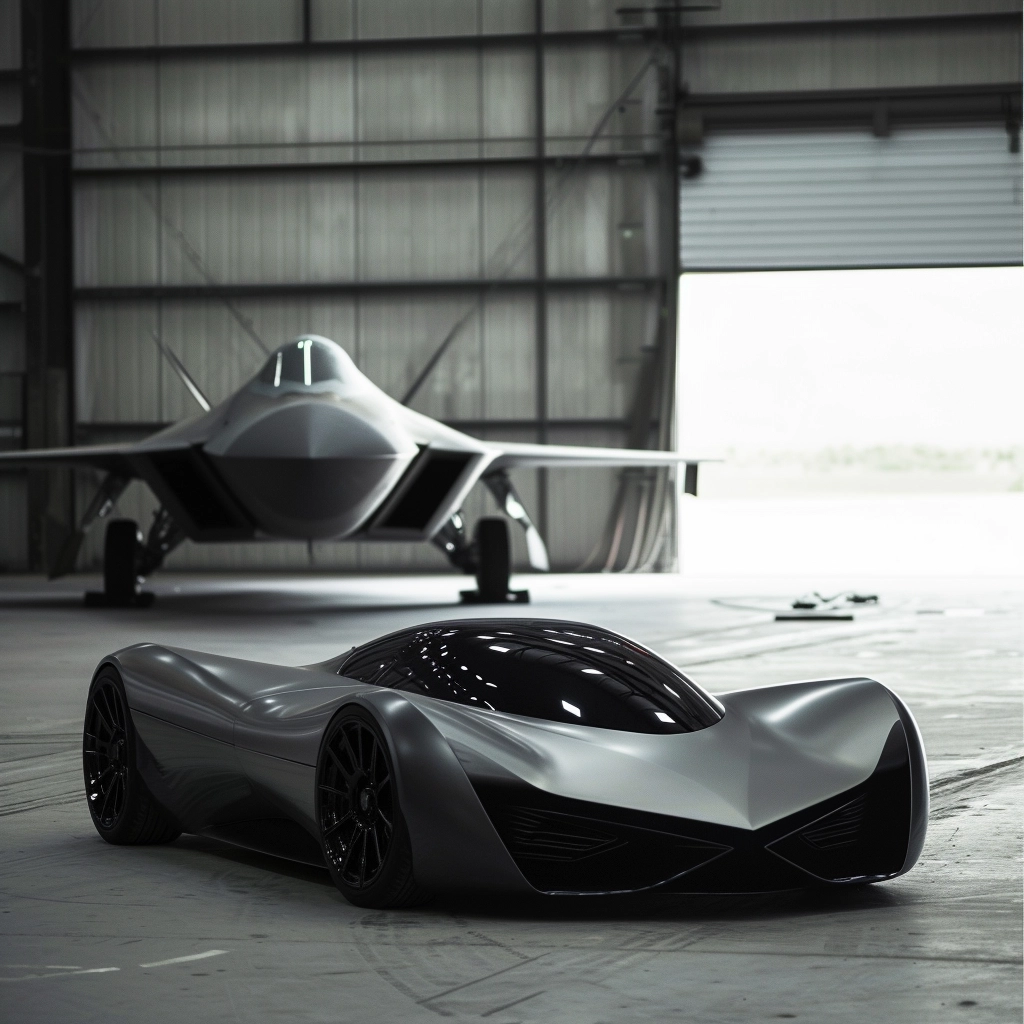 supercar inspired by the f22 raptor stealth plane, soft surfaces, Matt grey, soft, minimal design, pure design, plane, blackbird plane