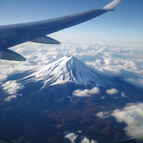 mt fuji from a plane