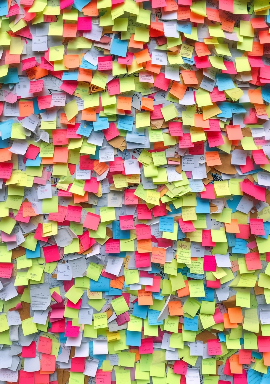 white wall full of post-it