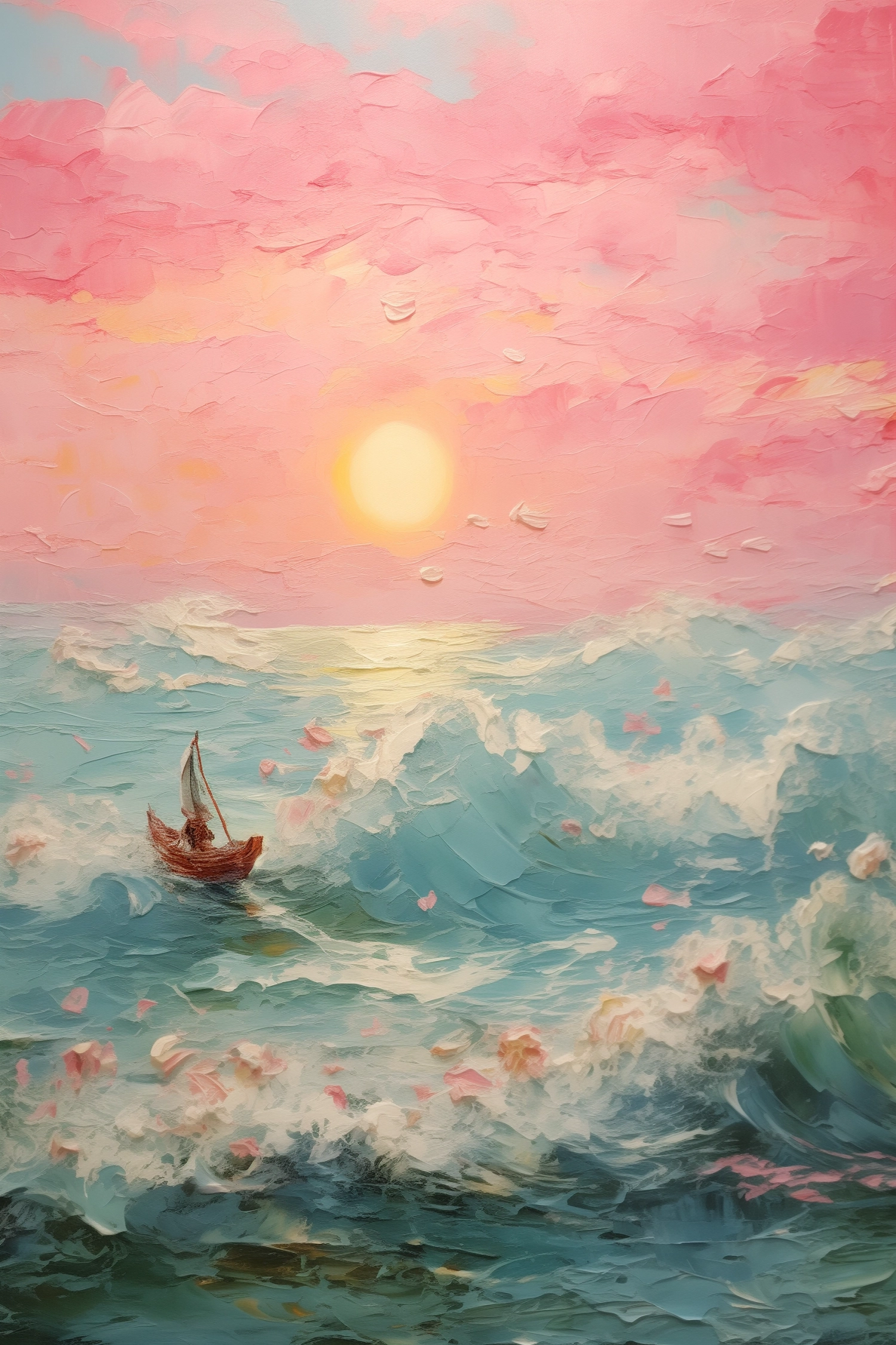 Pink Ocean Monet Oil Painting