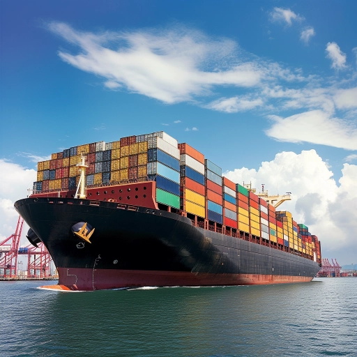 large cargo ship with containers in the port